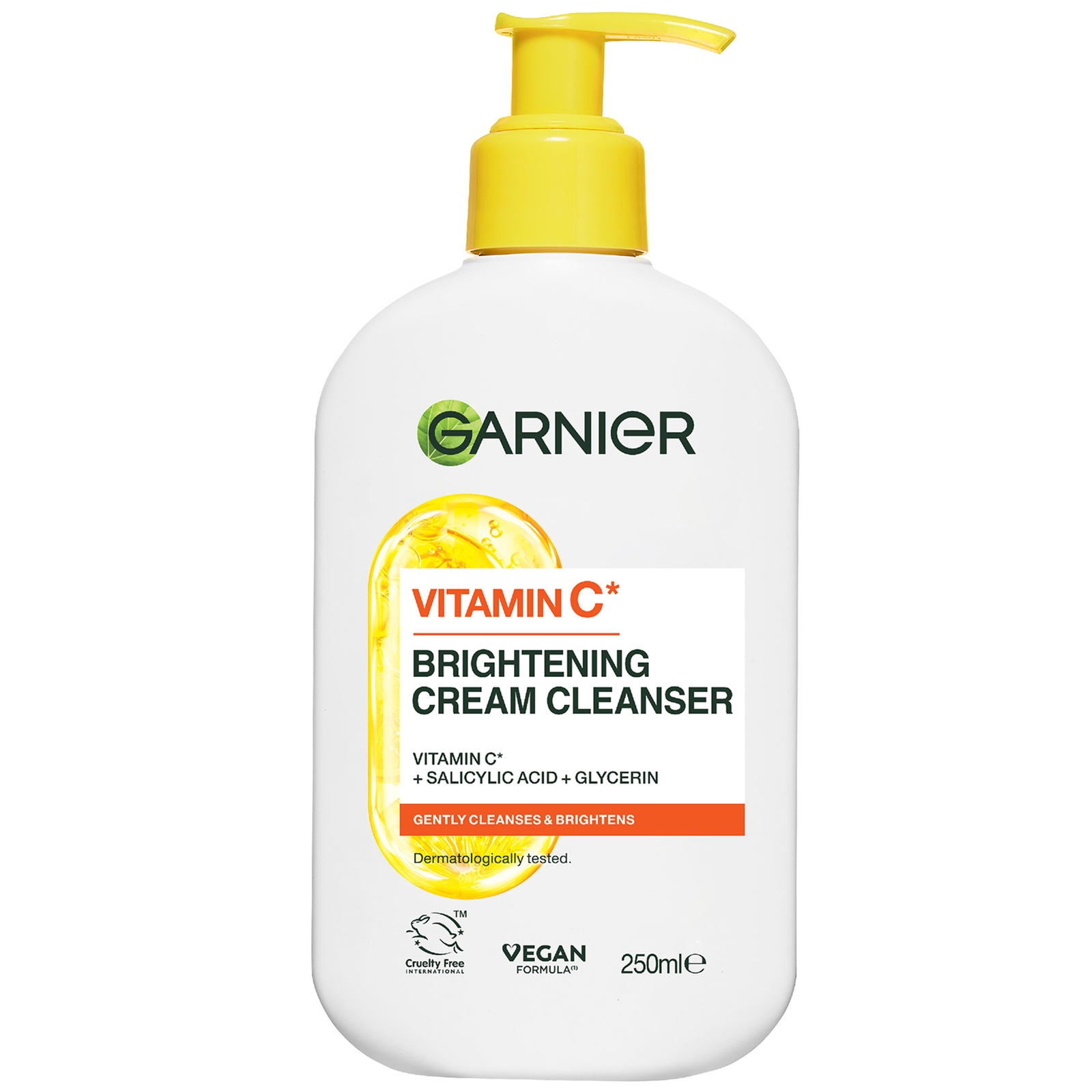 Garnier Vitamin C Brightening Cream Cleanser, Hydrates, Brightens & Cleanses, 250ml