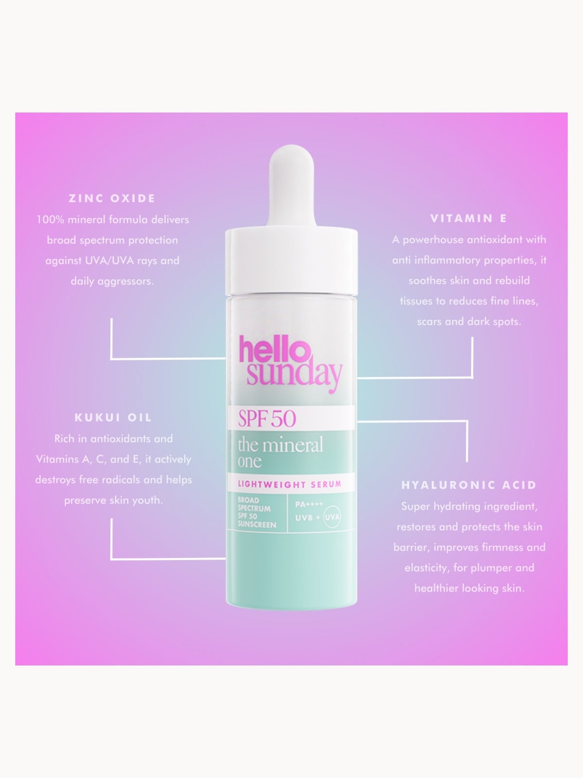 Hello Sunday The Mineral One Lightweight Serum with Hyaluronic Acid SPF50 30ml 4