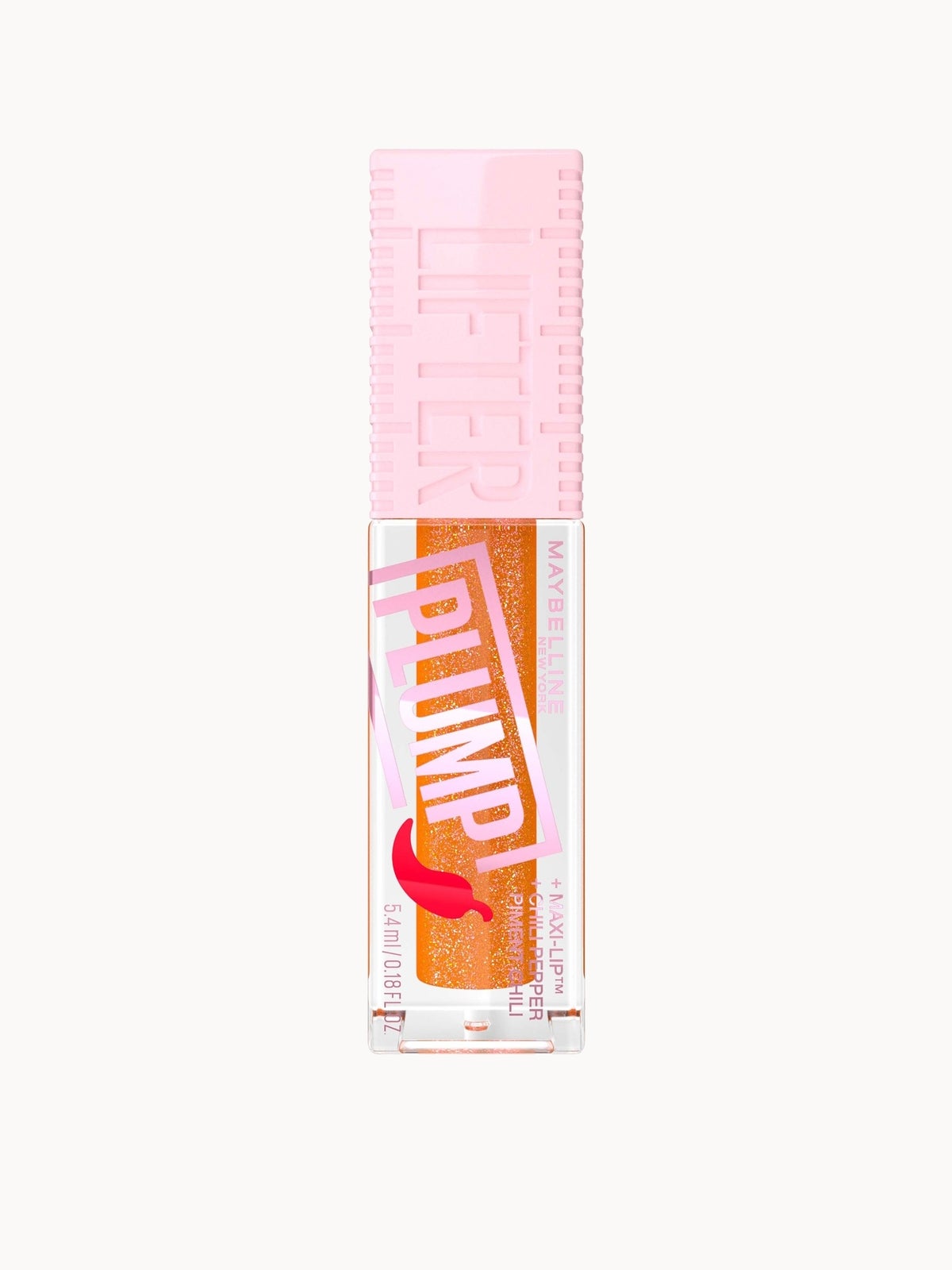 Maybelline Lifter Gloss Plumping Lip Gloss Lasting Hydration Formula With Hyaluronic Acid and Chilli Pepper (Various Shades) - Hot Honey 2
