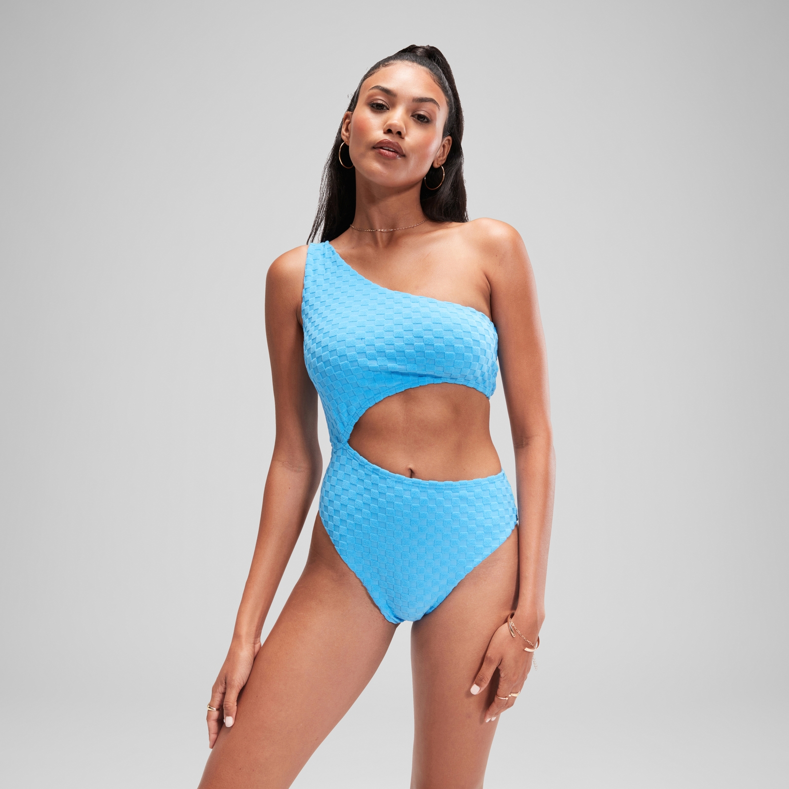 FLU3NTE Cut Out Asymmetric Swimsuit Blue