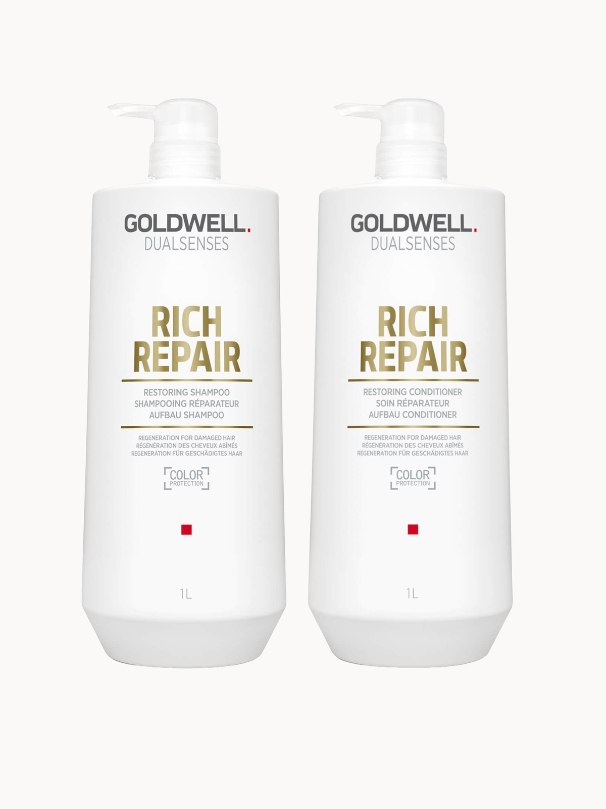 Goldwell Dualsenses Rich Repair Restoring Shampoo And Conditioner For Dry To Severely Damaged Hair 1L Duo (Worth £101)
