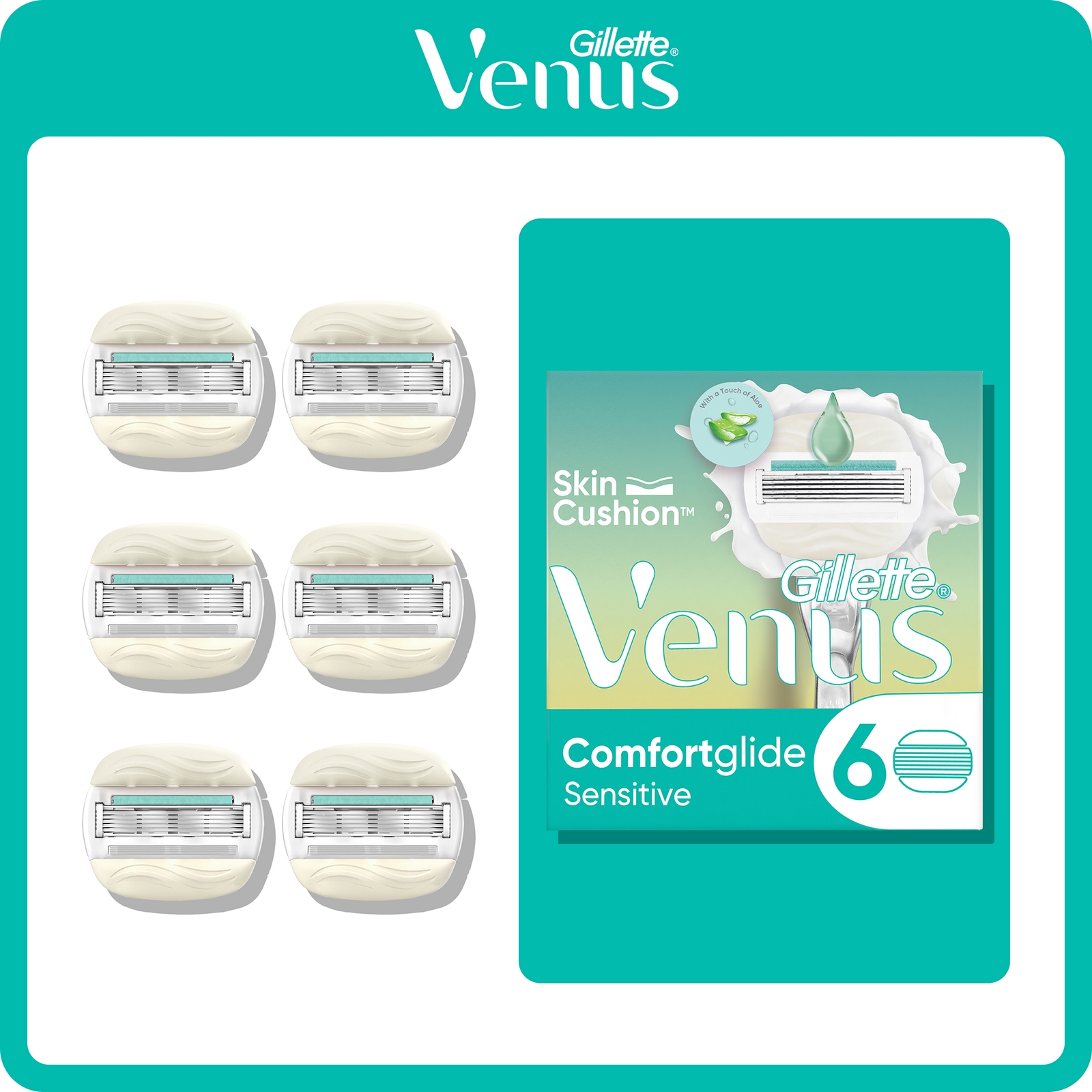 Venus ComfortGlide Sensitive Razor Blades Pack of 6