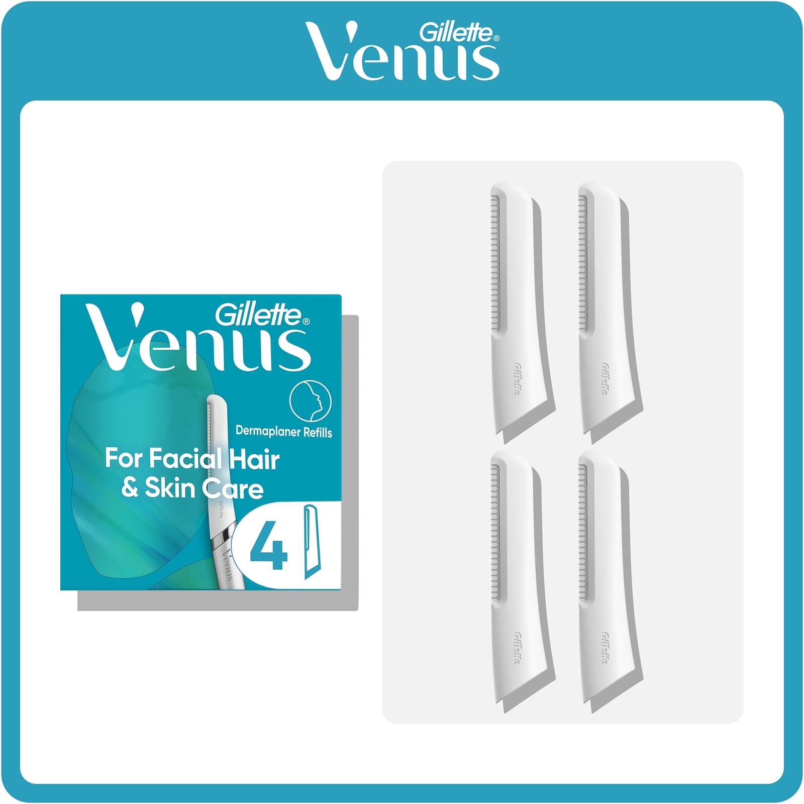 Venus Facial Hair & Skin Razor Blades for Dermaplaning 4 Pack