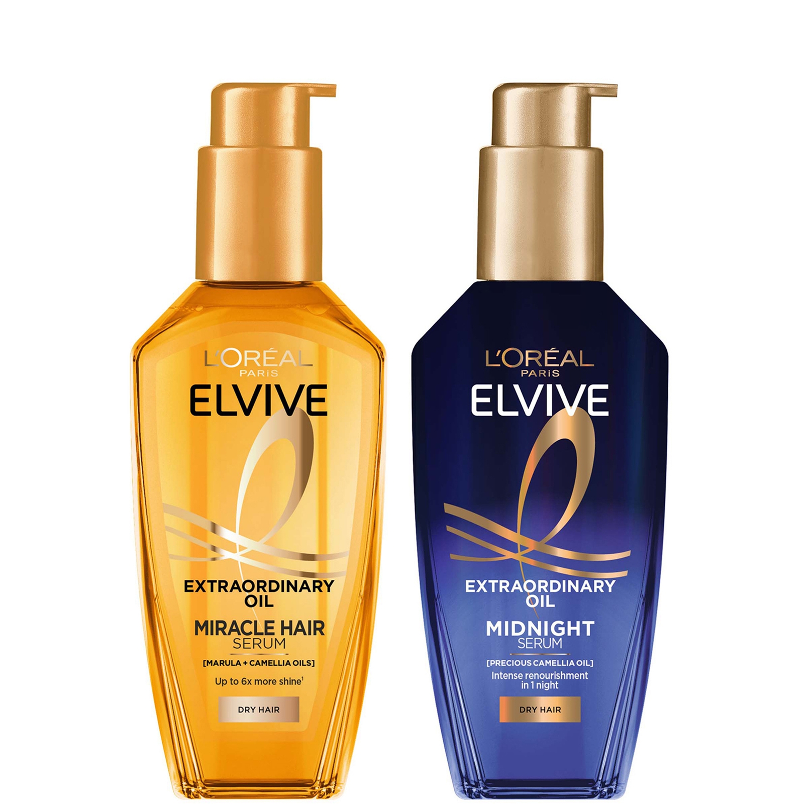 L’Oréal Paris Elvive Extraordinary Oil Nourished Hair Treatment Day and Night Routine Set for Dry Hair
