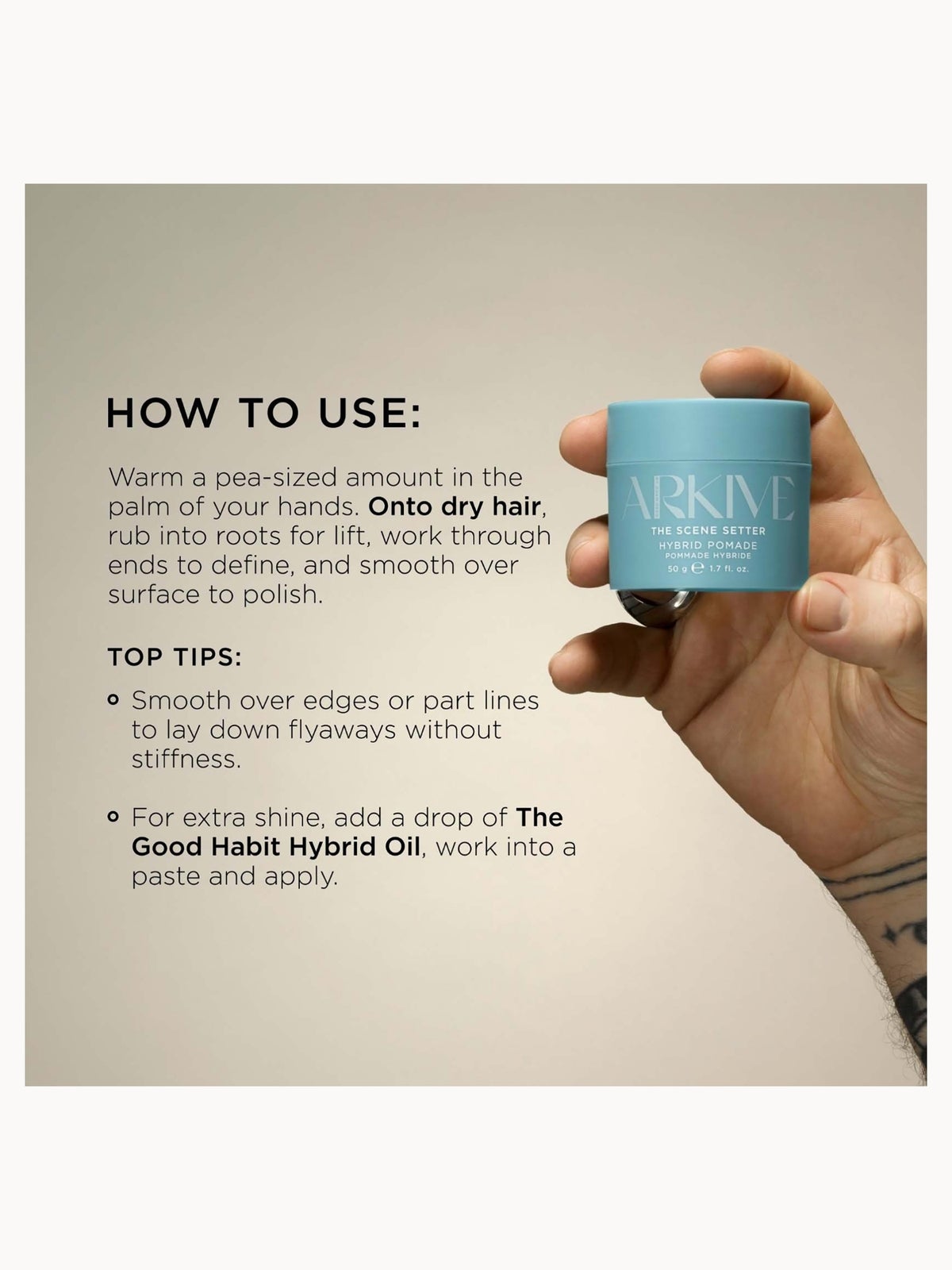 ARKIVE Headcare The Scene Setter Hybrid Pomade 50ml 3