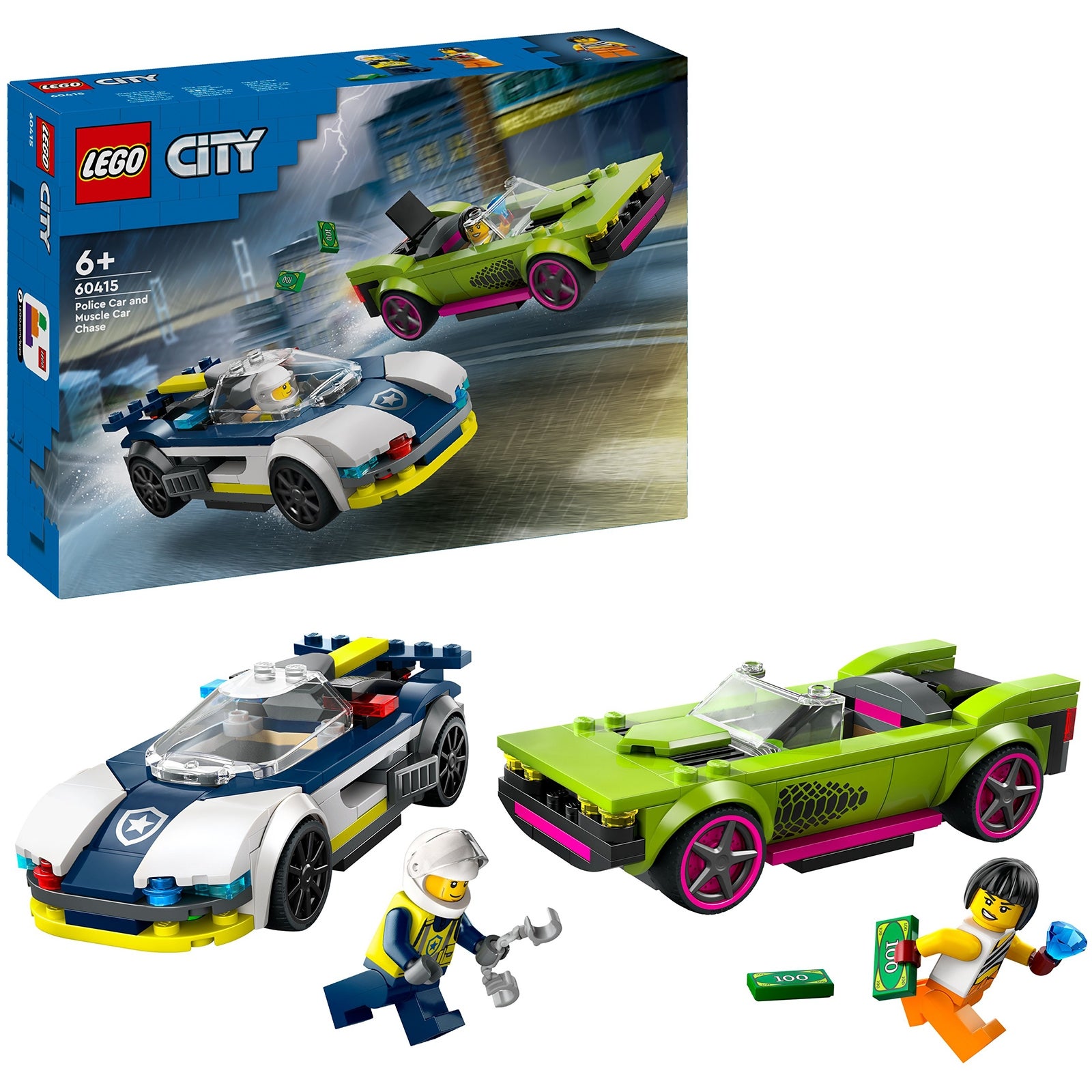 LEGO City 60415 Verfolgungsjagd mit Polizeiauto und Muscle Car