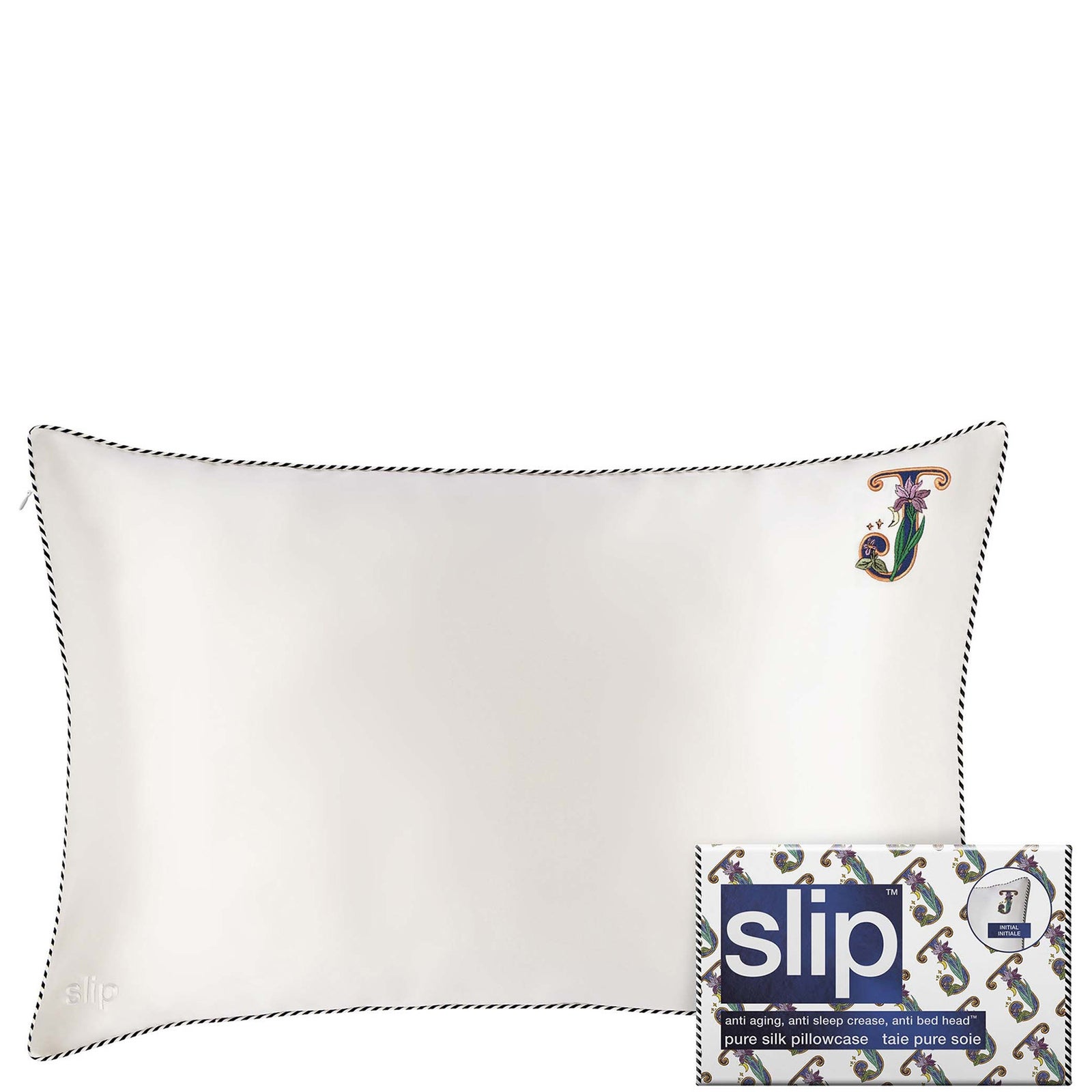 slip pure silk initial collection queen pillowcase - J