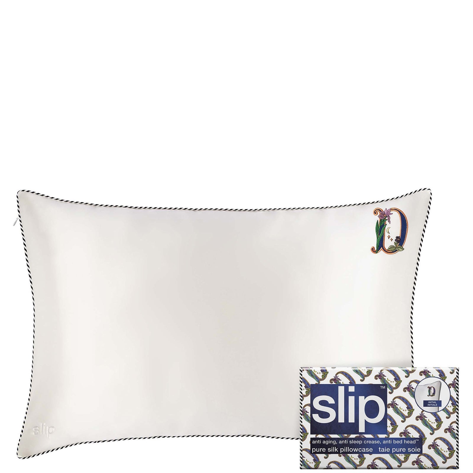 slip pure silk initial collection queen pillowcase - D