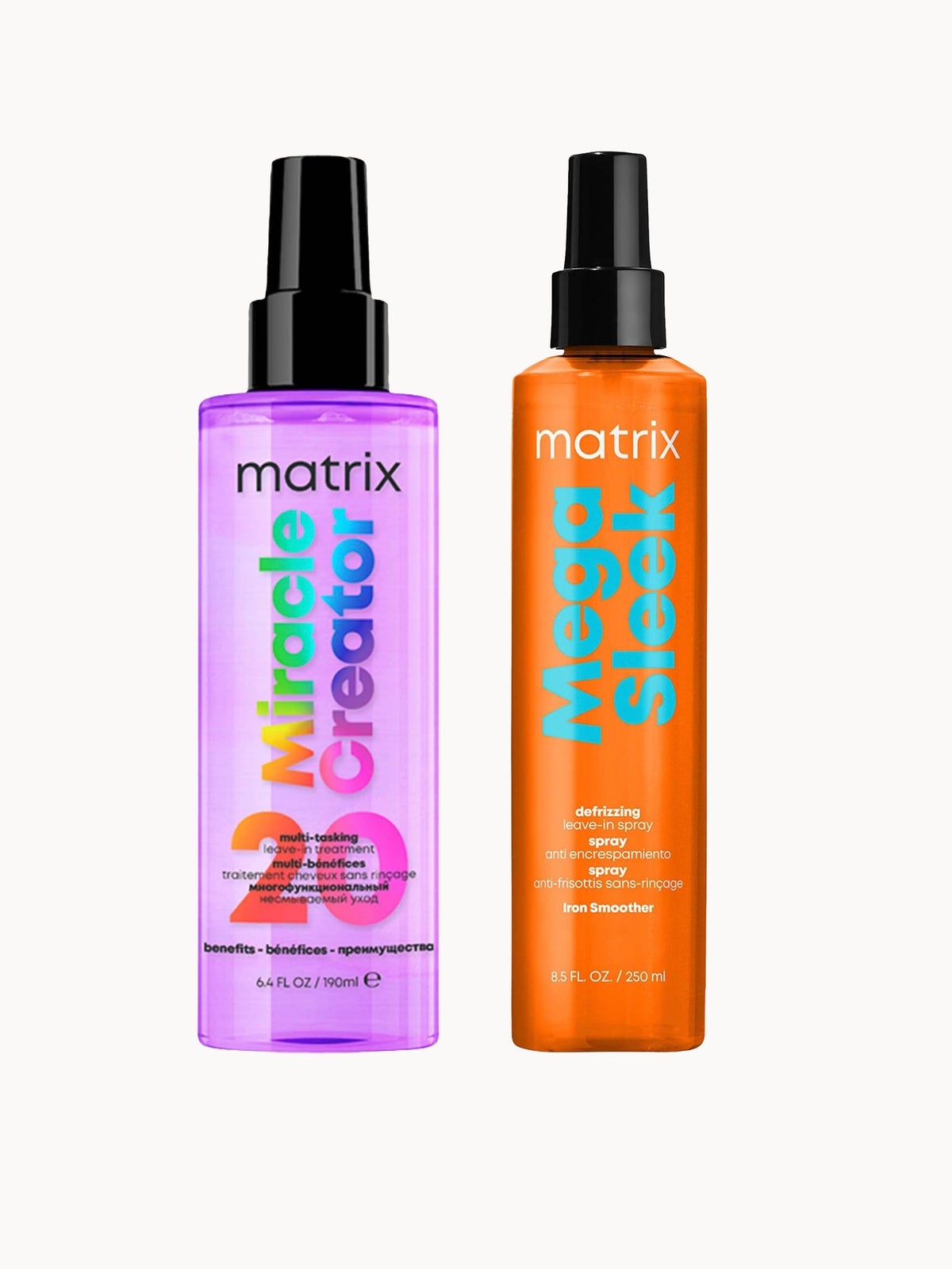 Matrix Mega Sleek Iron Smoother For Anti-Frizz and Humidity Protection + Miracle Creator 20 Benefits Hair Treatment Spray Bundle