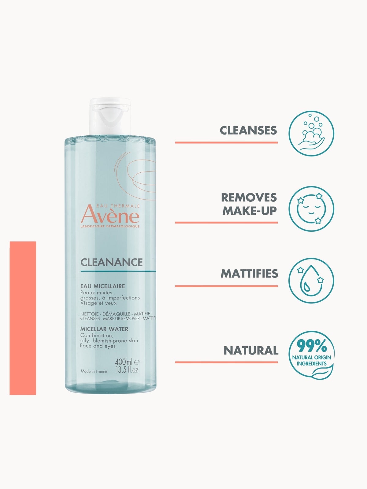 Avène CLEANANCE Micellar Water for Oily, Blemish-Prone Skin 400ml 3