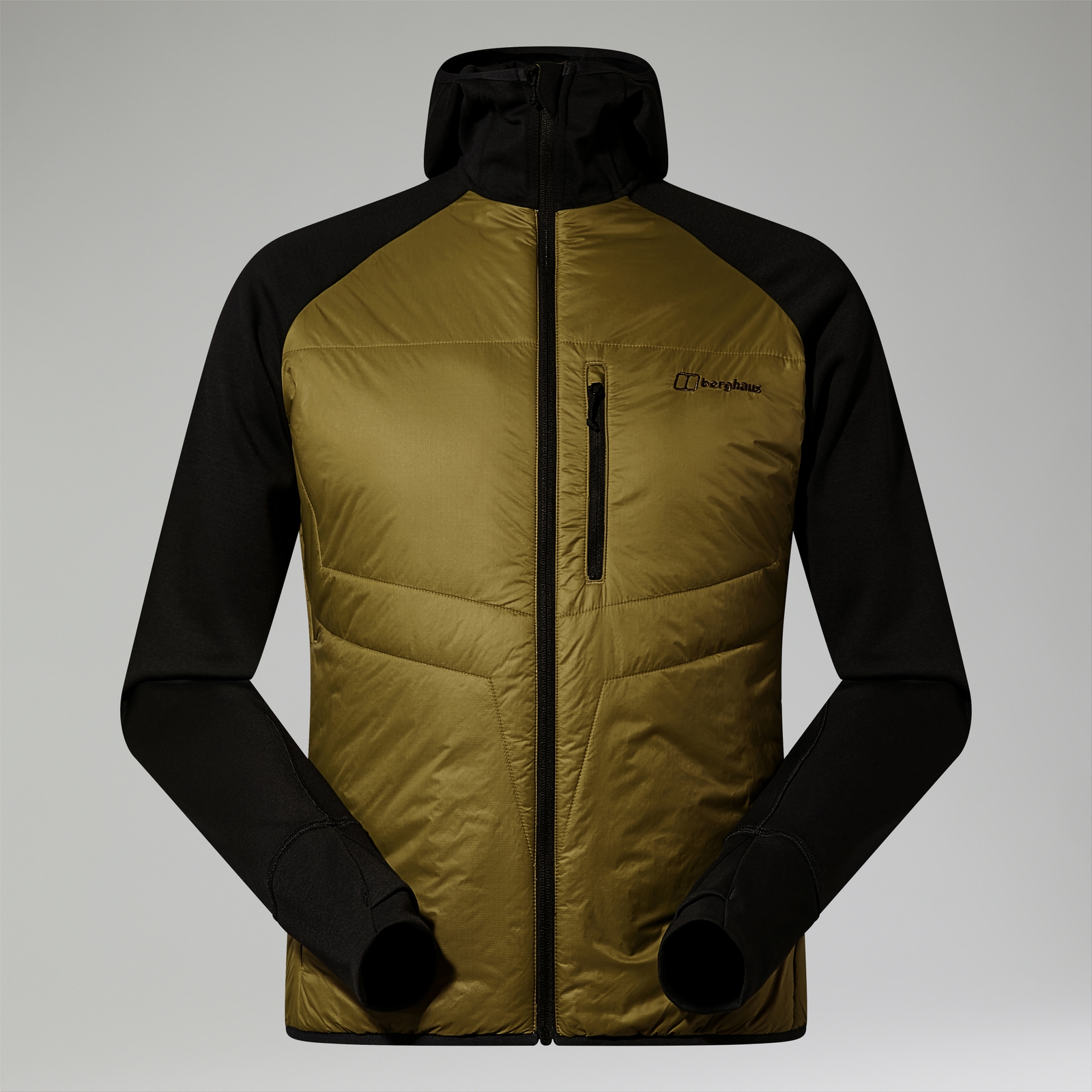 Image of Men's Trawden Hybrid Hooded Jacket - Green/Black