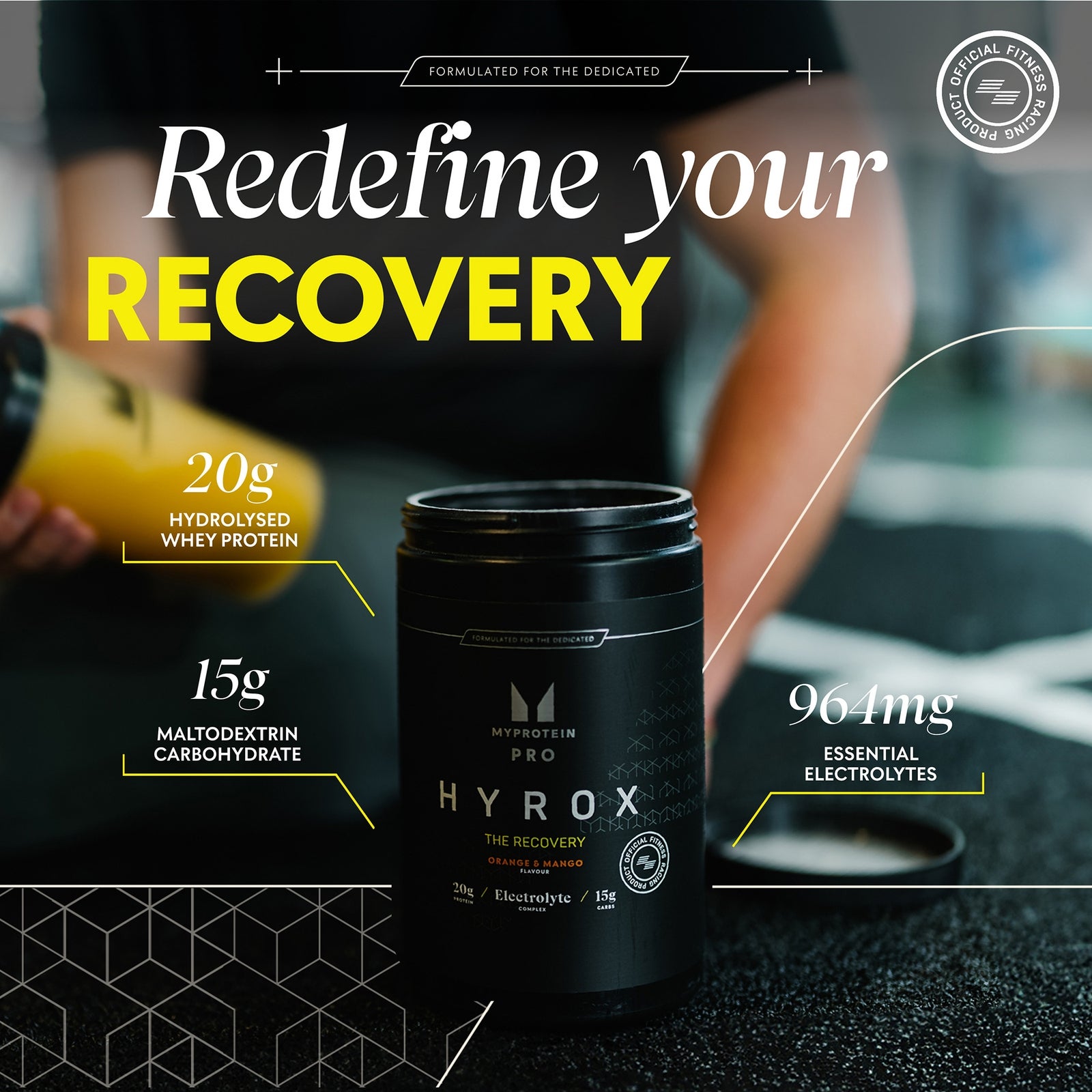 Myprotein THE Recovery x HYROX | Protein, Carbohydrate & Electrolyte Powder - 16servings - Strawberry Kiwi