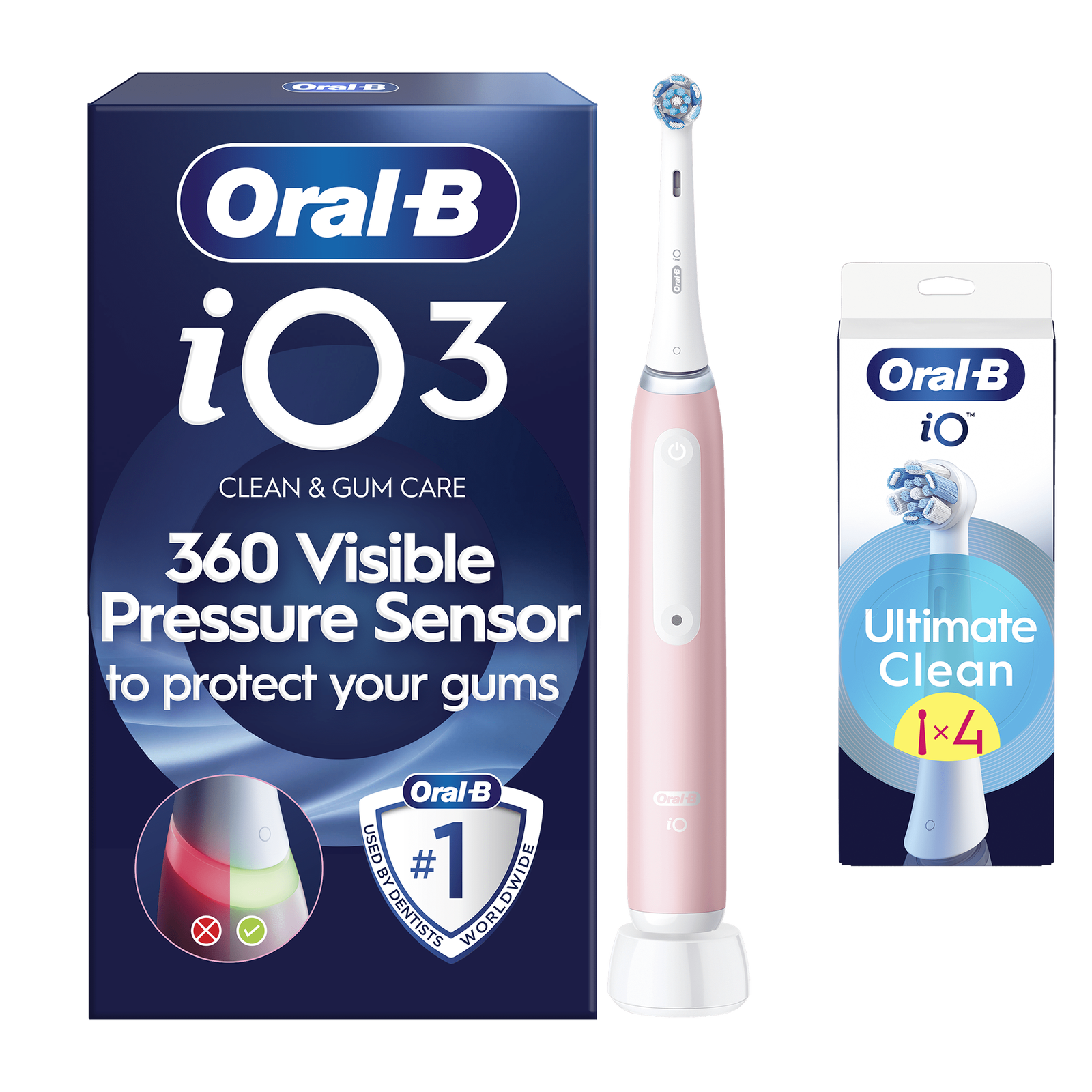 Oral-B iO 3 Pink Electric Toothbrush - Toothbrush + 4 Toothbrush Heads