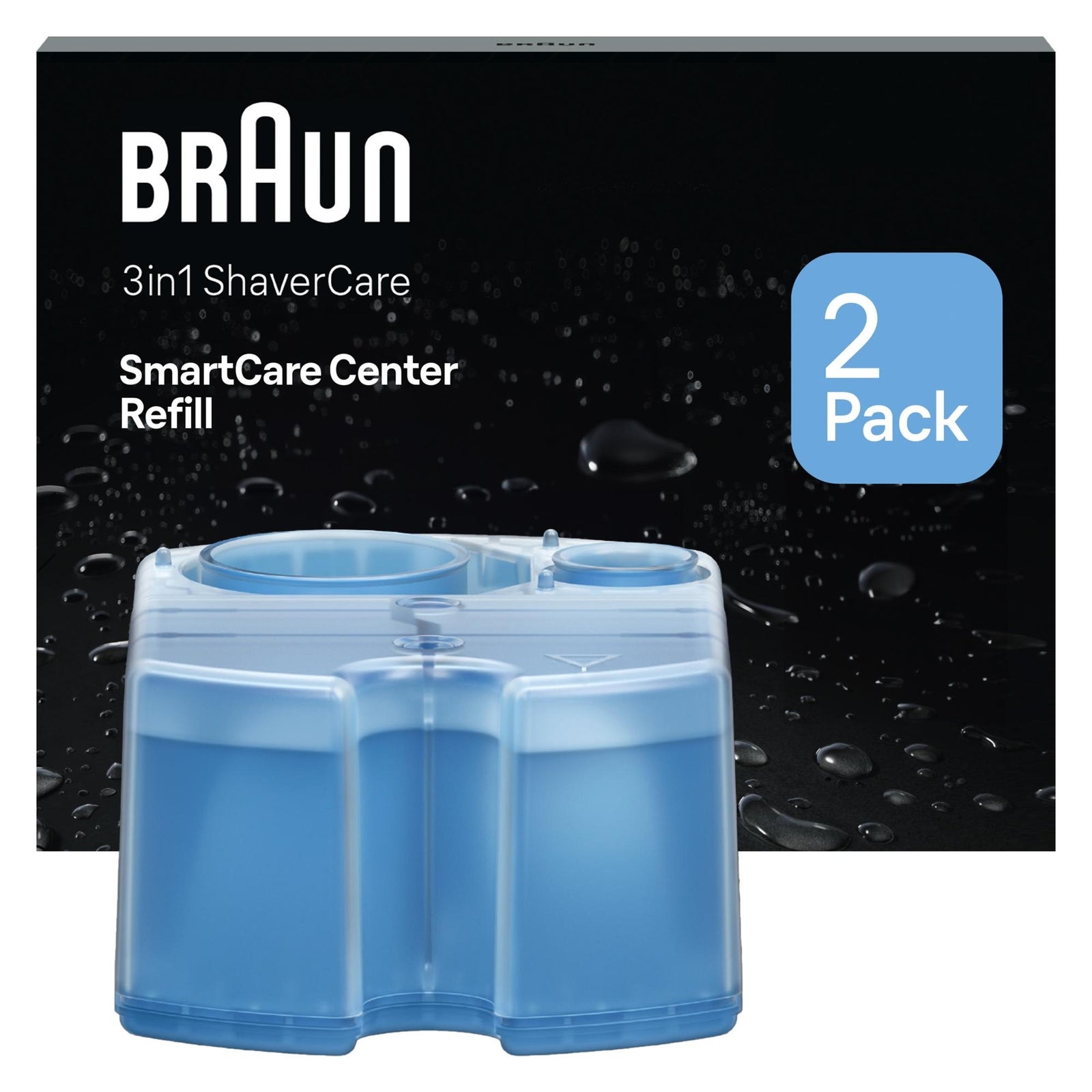 Image of Braun 3in1 ShaverCare Cleaning Cartridges 2 Pack Blue Men