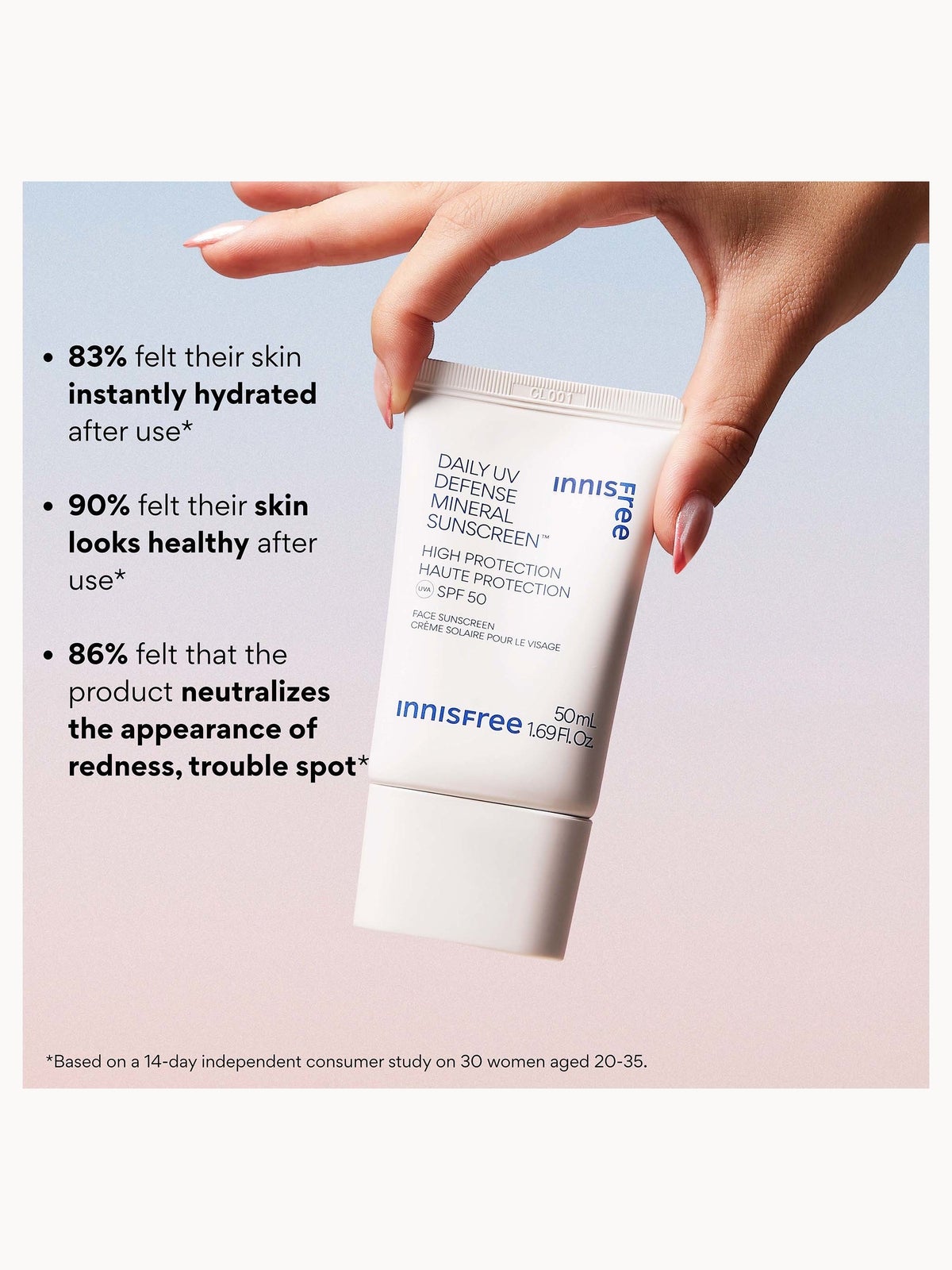 INNISFREE Daily UV Defense Mineral Sunscreen SPF 50 50ml 3