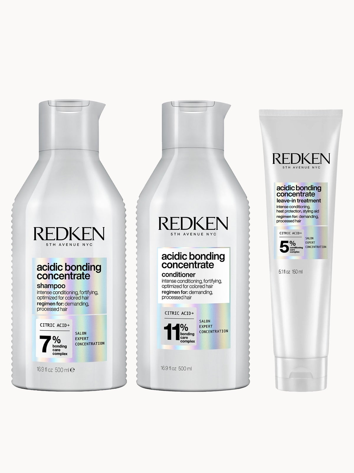 Redken Acidic Bonding Concentrate Shampoo 500ml, Conditioner 500ml and Leave-in Treatment 150ml Bond Repair Supersize Bundle