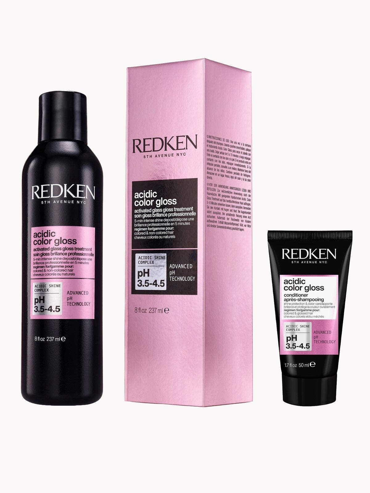 Redken Acidic Color Gloss Activated Glass Gloss Treatment 237ml and Conditioner Mini 50ml, Glass-Like Shine (Worth £36.78)