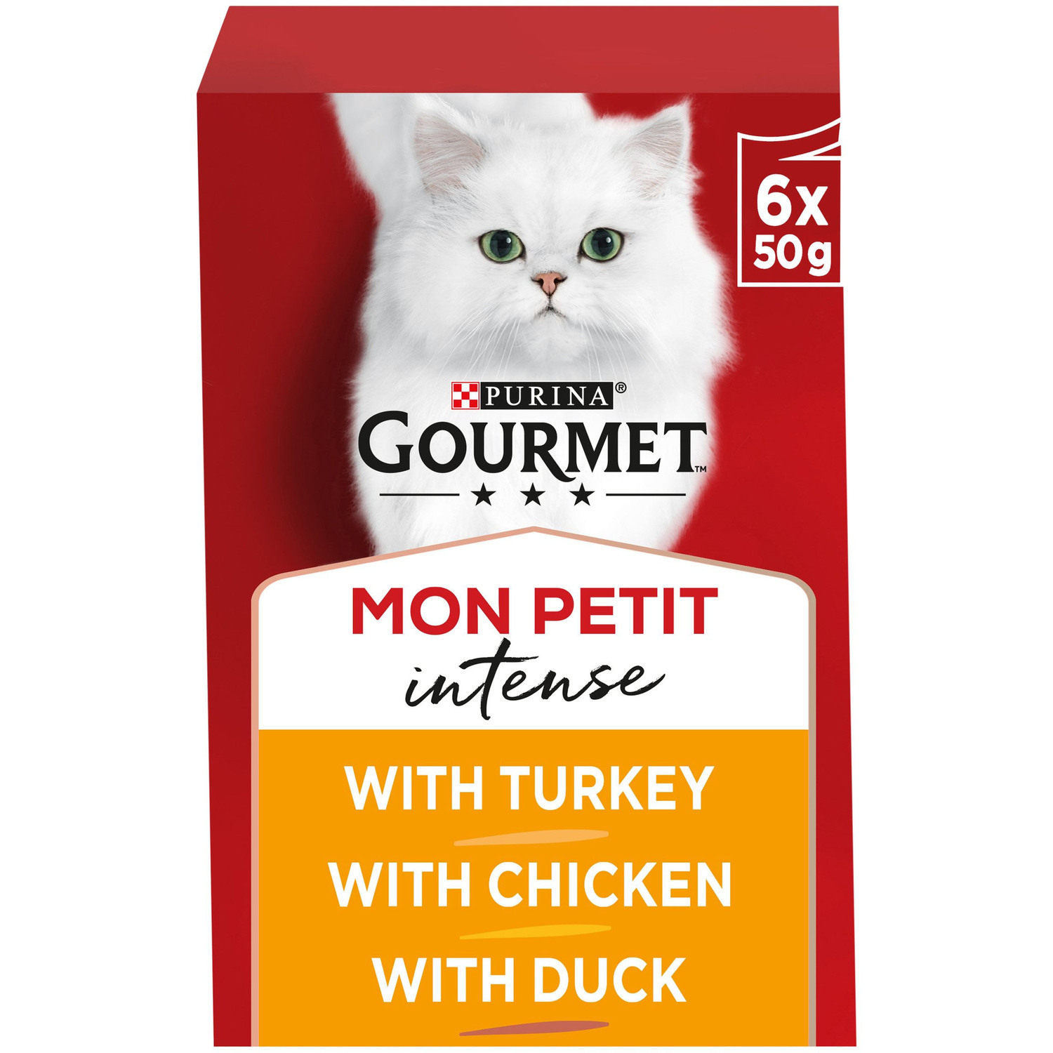 GOURMET Mon Petit Intense Meaty Variety with Duck, Chicken & Turkey Adult Wet Cat Food 6x50g – Gourmet