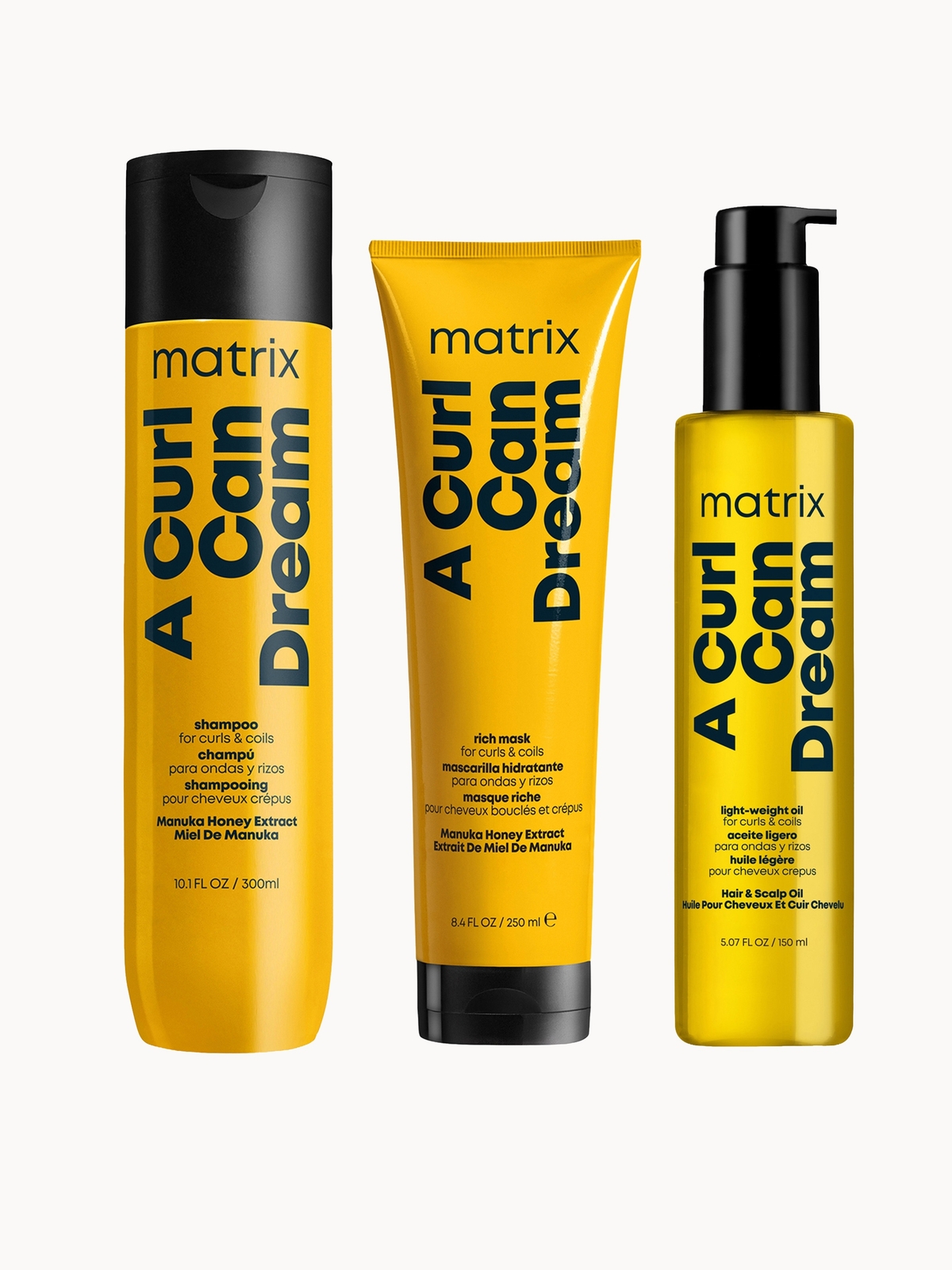 Matrix A Curl Can Dream Cleansing Shampoo 300ml, Hair Mask 250ml and Moisturising Hair Oil 150ml Bundle for Curls and Coils