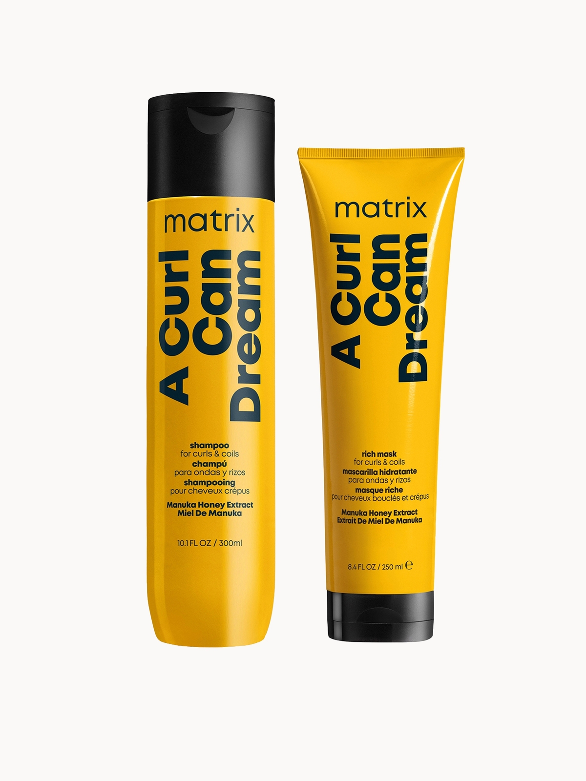 Matrix A Curl Can Dream Cleansing Shampoo Infused with Manuka Honey Extract 300ml and Hair Mask 250ml Bundle for Curls and Coils