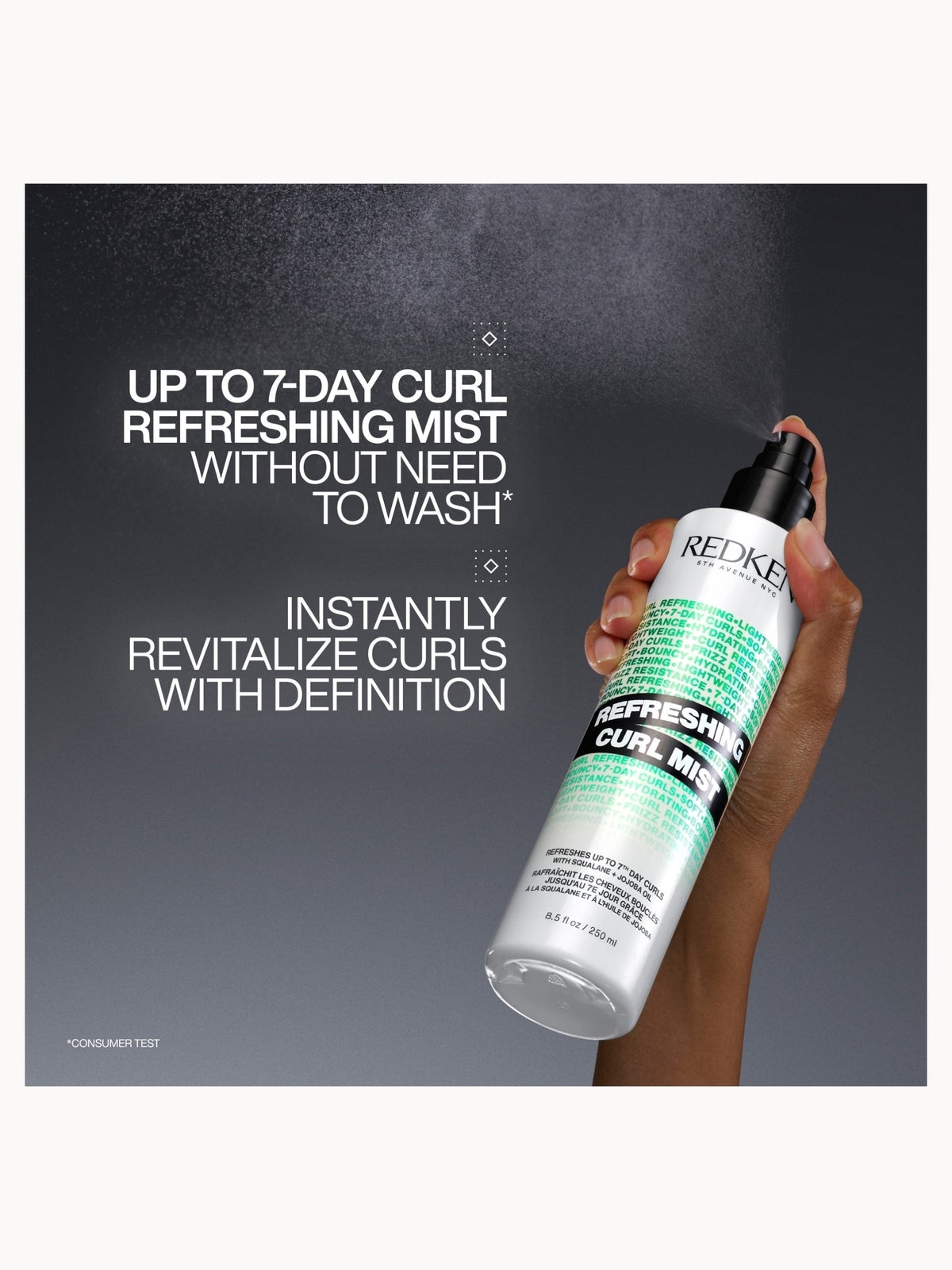 Redken Refreshing Curl Mist, Anti-Frizz Spray for Curly and Coily Hair, Redefines & Adds Shine 250ml, photo 2
