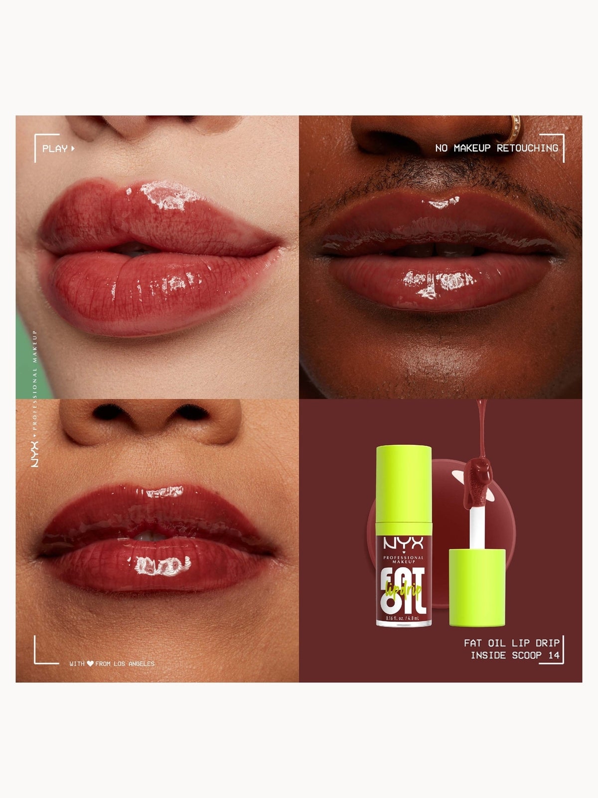 NYX Professional Makeup Fat Oil Lip Drip 12H Hydration Non-Sticky Finish Lip Gloss 4.8ml (Various Shades) - Inside Scoop 4