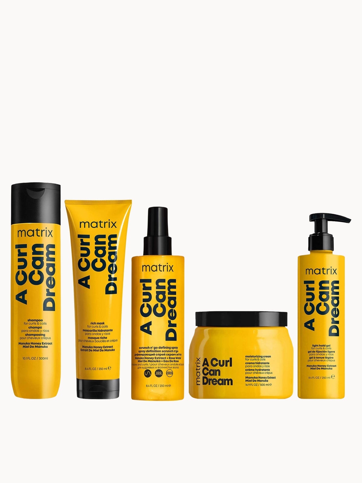 Matrix A Curl Can Dream Shampoo Hair Mask Moisturising Cream Light Hold Gel and Defining Spray for Wavy and Curly Hair