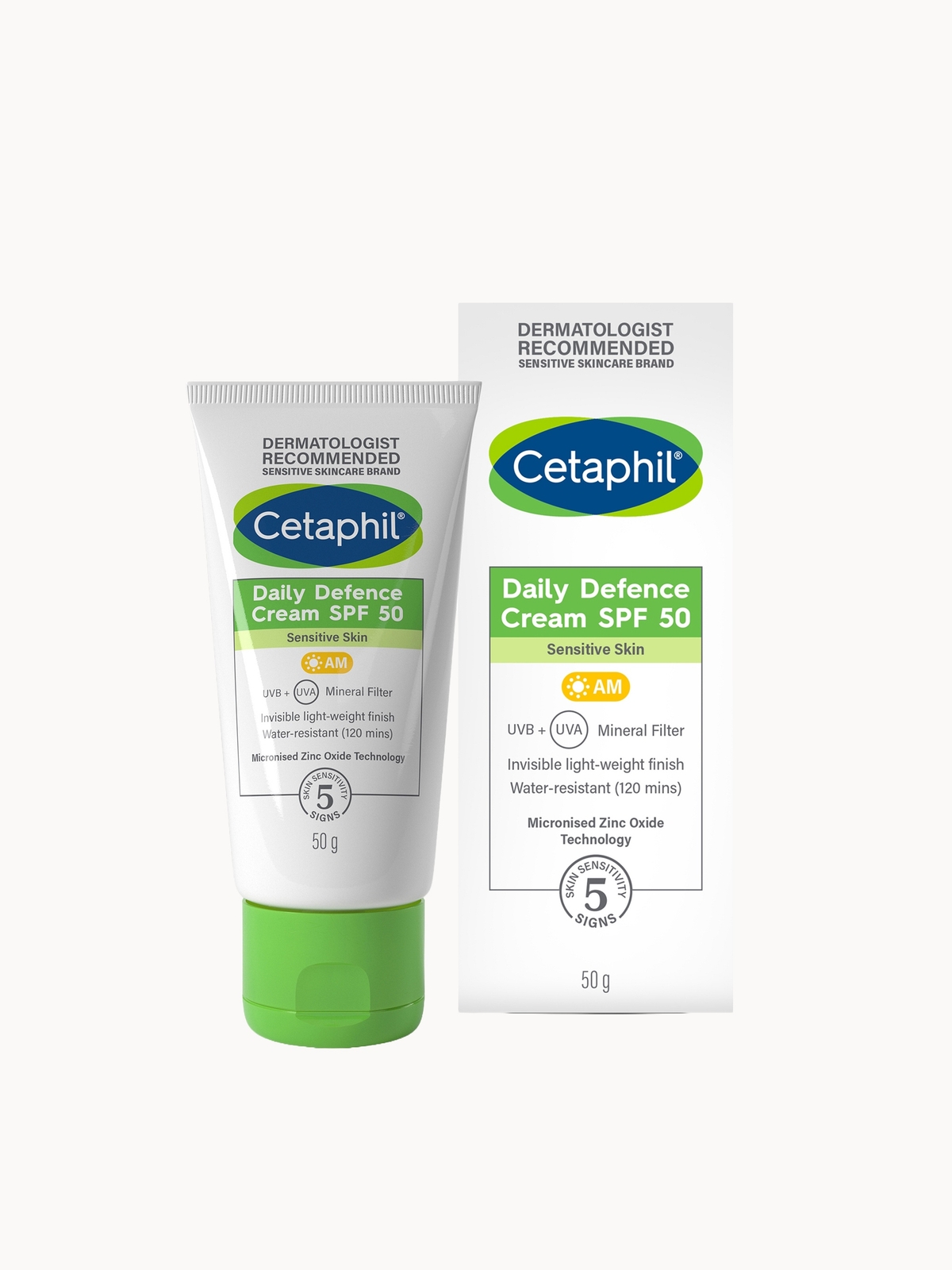 Cetaphil Daily Defence Cream SPF50 with UVA/UVB Filters for Sensitive Skin 50g
