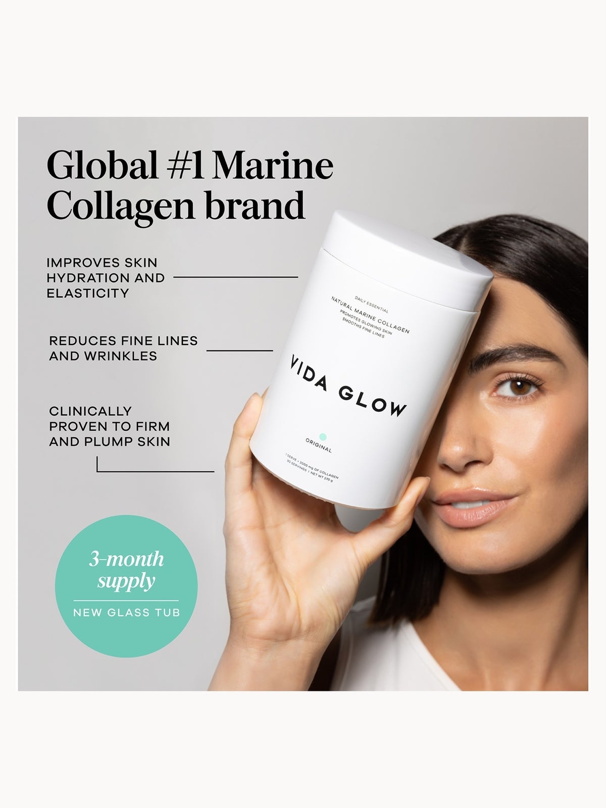 Vida Glow Natural Marine Collagen Powder 270g (3 Month Supply, Worth £117) 4