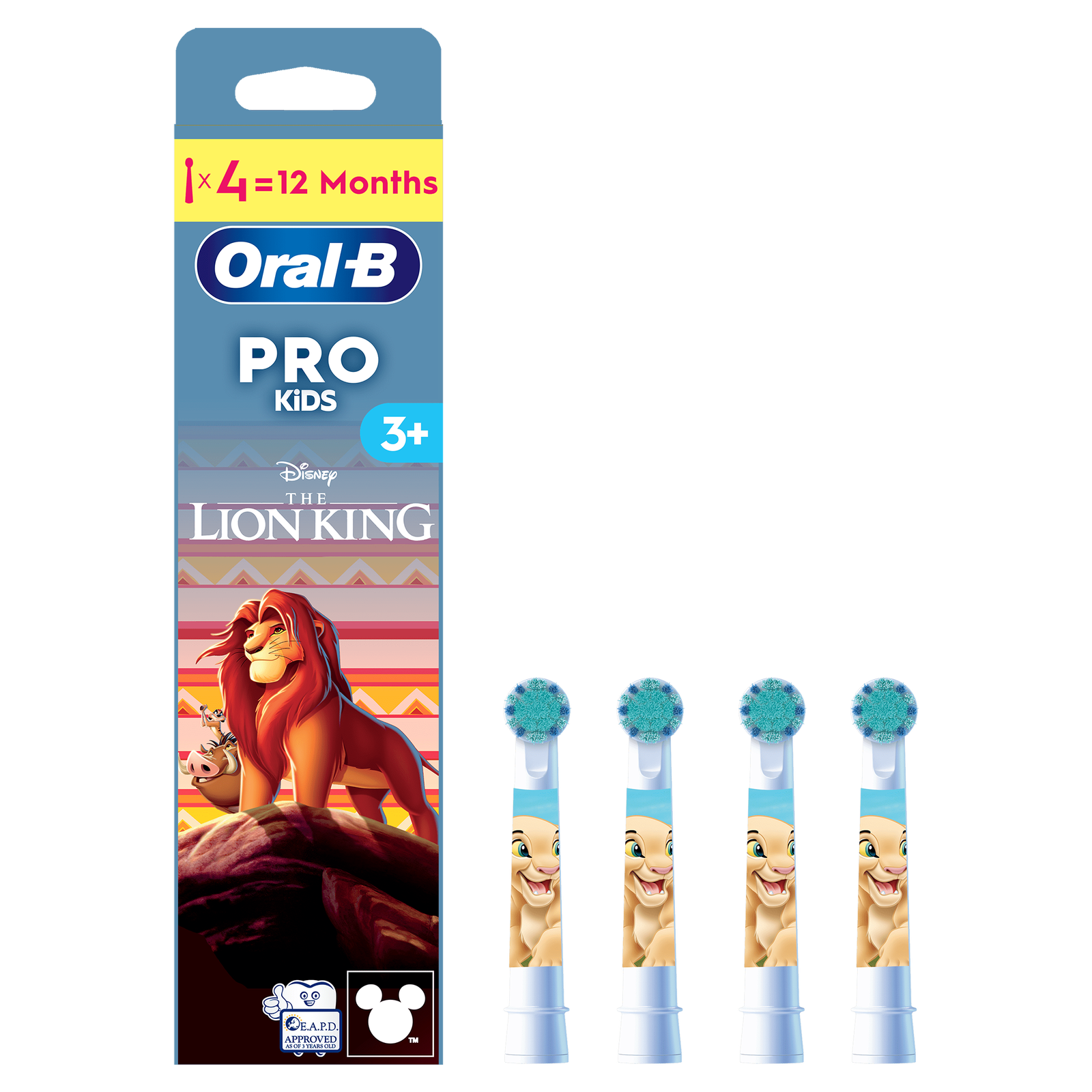 Oral-B Pro Kids Lion King Toothbrush Heads 4 Pack: retailer-supplied image