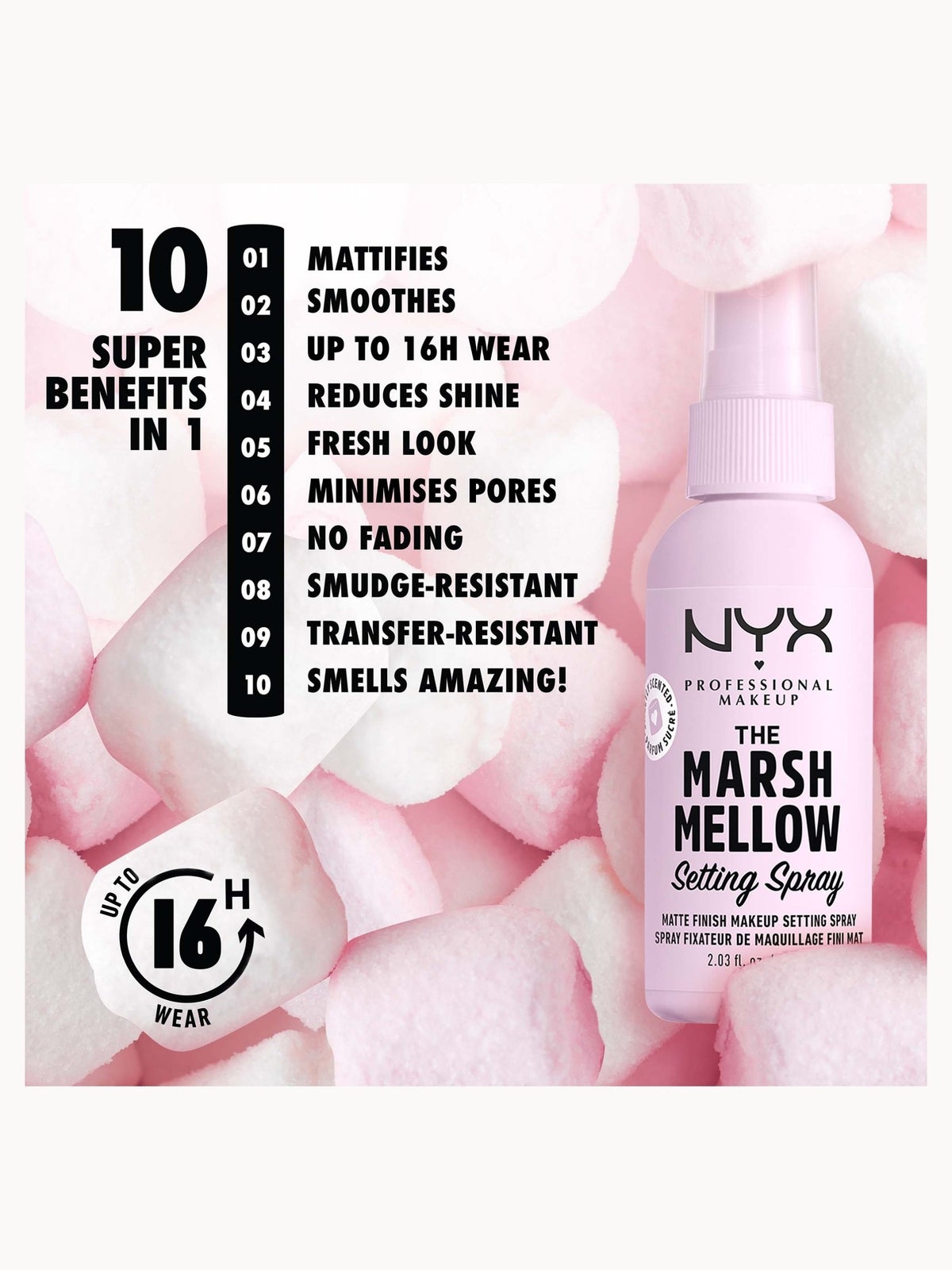 NYX Professional Makeup Marshmellow Matte Setting Spray 60ml 3