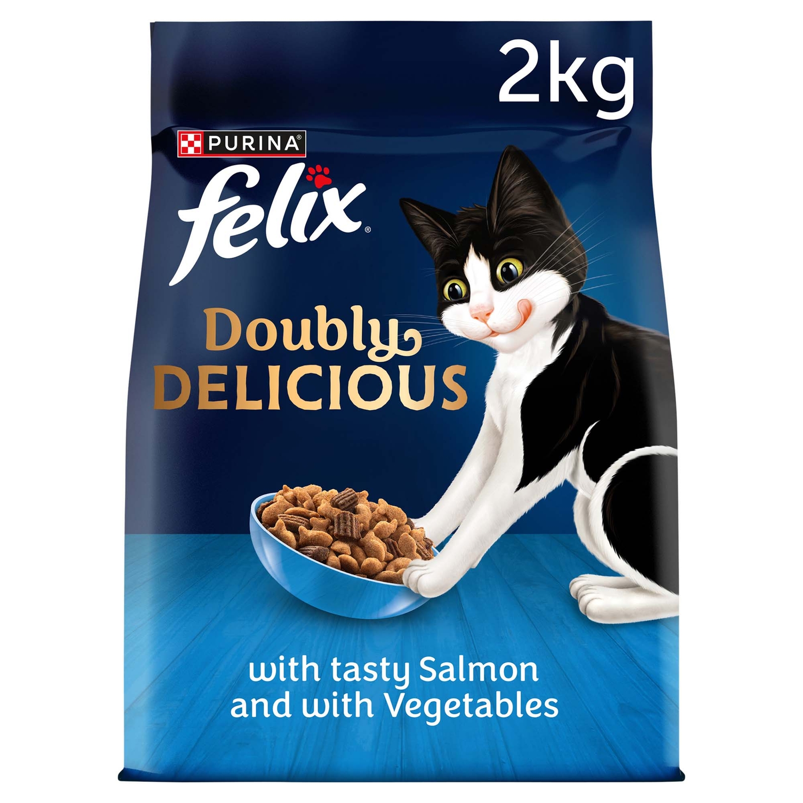 Image of Felix Doubly Delicious Salmon & Vegetables Adult Dry Cat Food 2kg