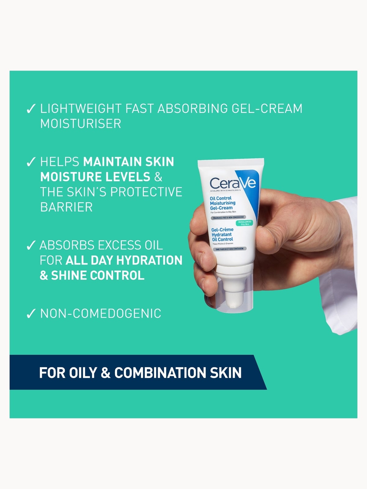 CeraVe Oil Control Moisturising Gel-Cream With Oil Absorbing Technology and Ceramides for Combination and Oily Skin 52ml 2