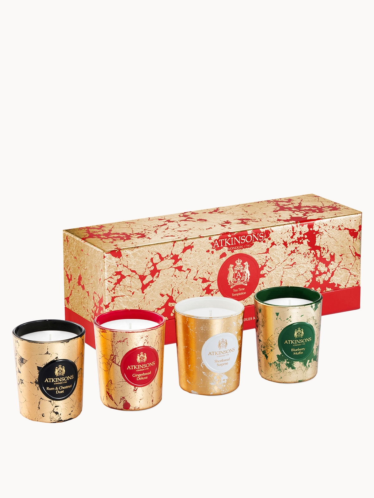 Atkinsons Tea Time Temptation Candle Set 4x75g