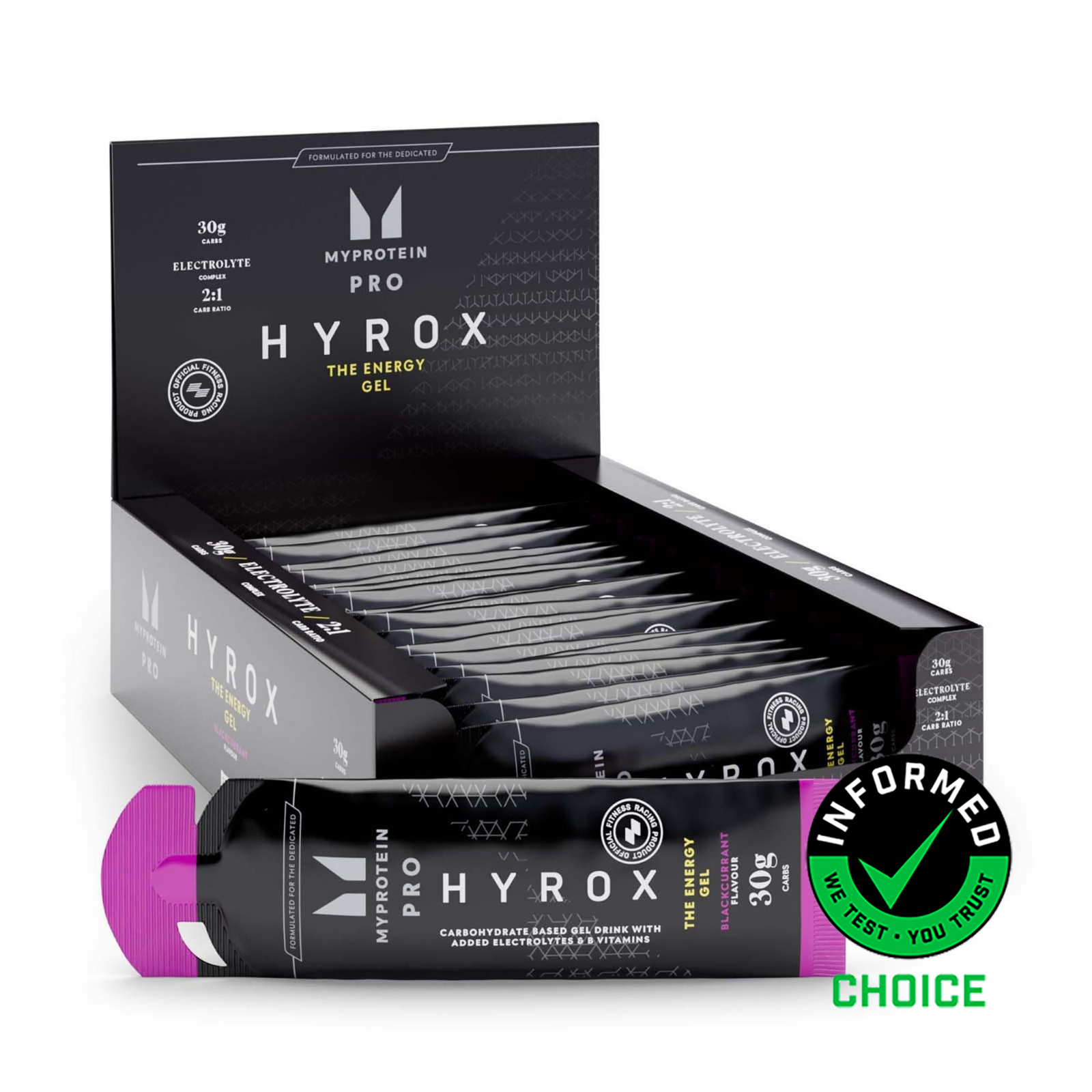 Myprotein UK PRO THE Energy Gel | Carbohydrate & Electrolyte Gel - 20 x 70g - Blackcurrant