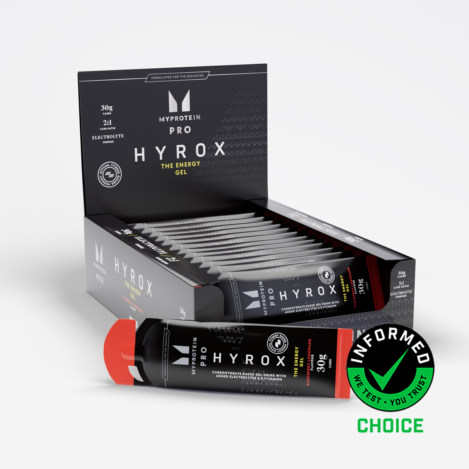 Myprotein UK MyProtein THE Energy Gel | Carbohydrate & Electrolyte Gel - 20 x 70g - Raspberry Lemonade