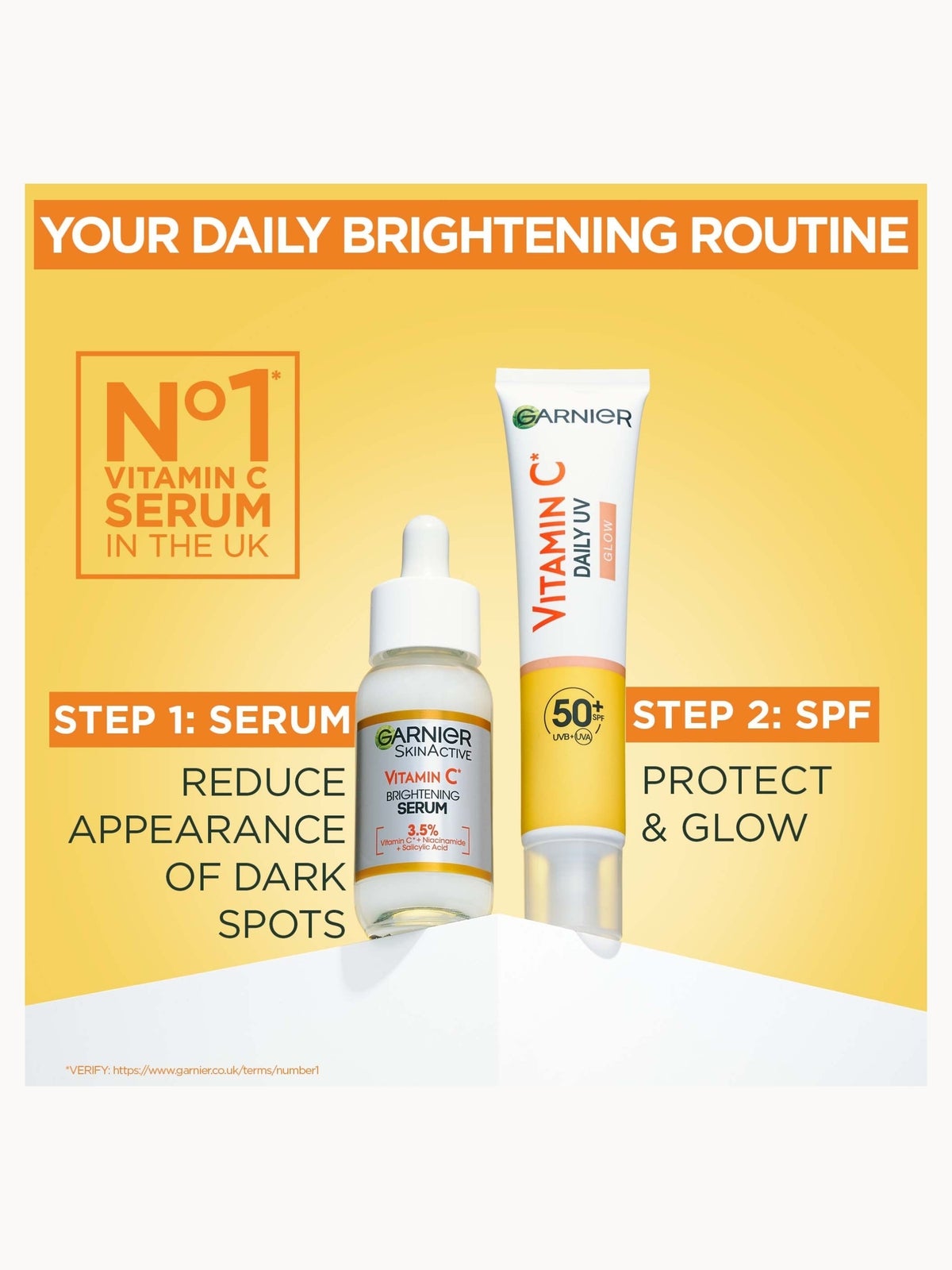 Garnier Vitamin C Brightening Serum & Glow UV Fluid SPF 50+ Face Duo Set 2