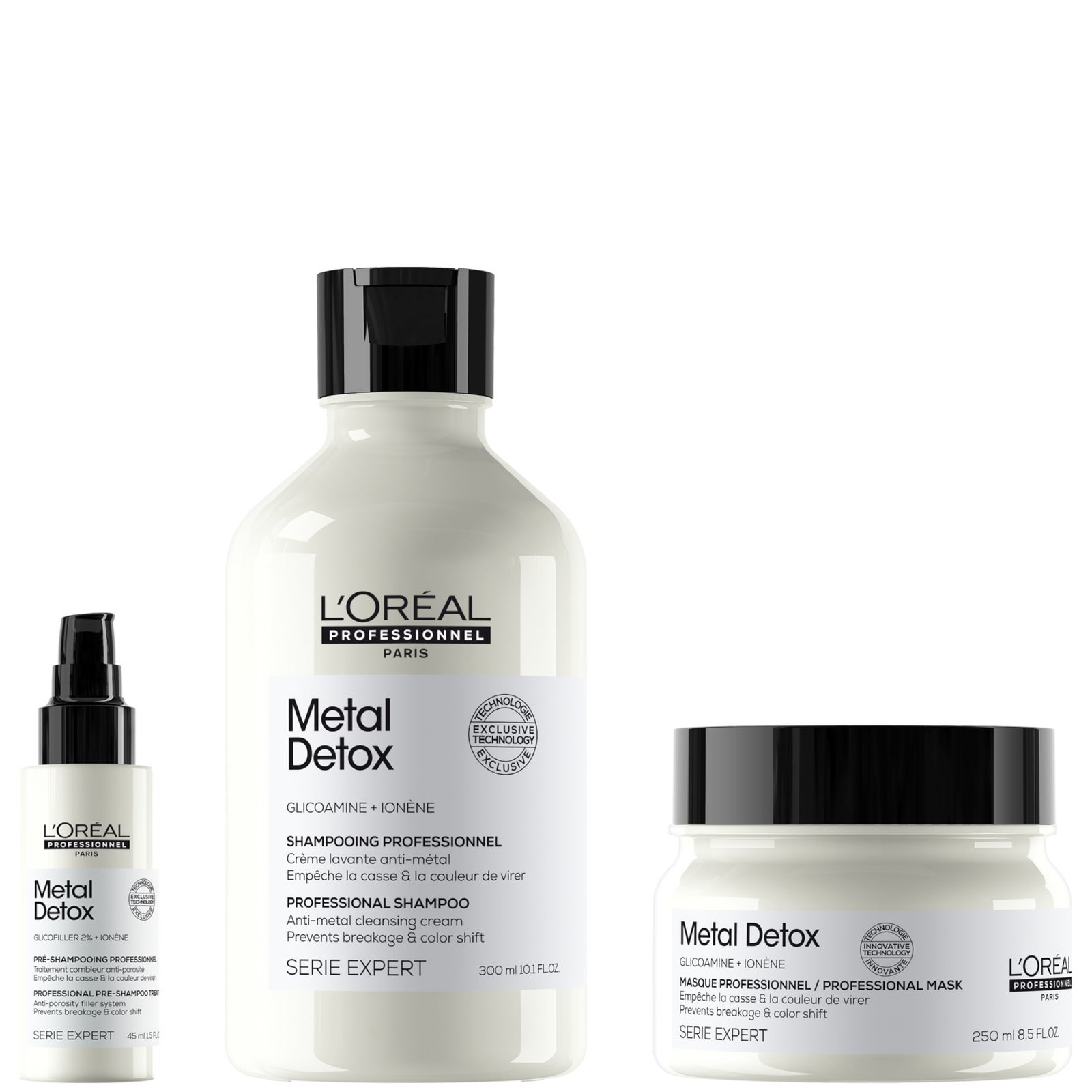 L'Oréal Professionnel Metal Detox Shampoo, Mask Duo with Pre-Shampoo for Breakage and Colour Fade Protection