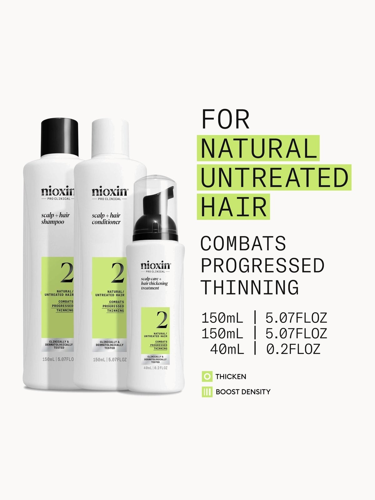 NIOXIN Scalp and Hair Thickening System 2 for Natural Hair with Progressed Thinning Trial Kit 2