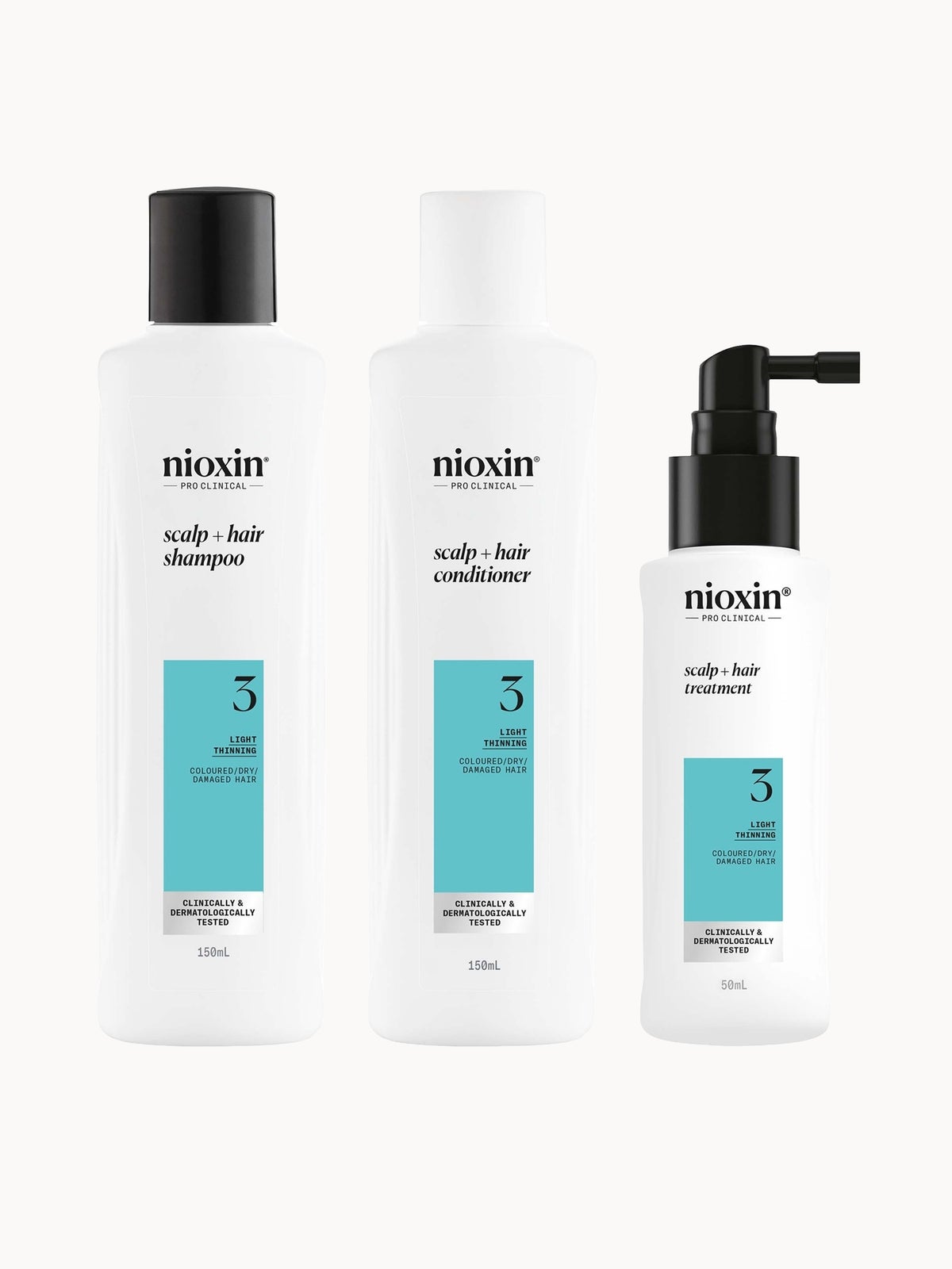 NIOXIN Scalp and Hair Thickening System 3 for Coloured Dry and Damaged Hair with Light Thinning Trial Kit