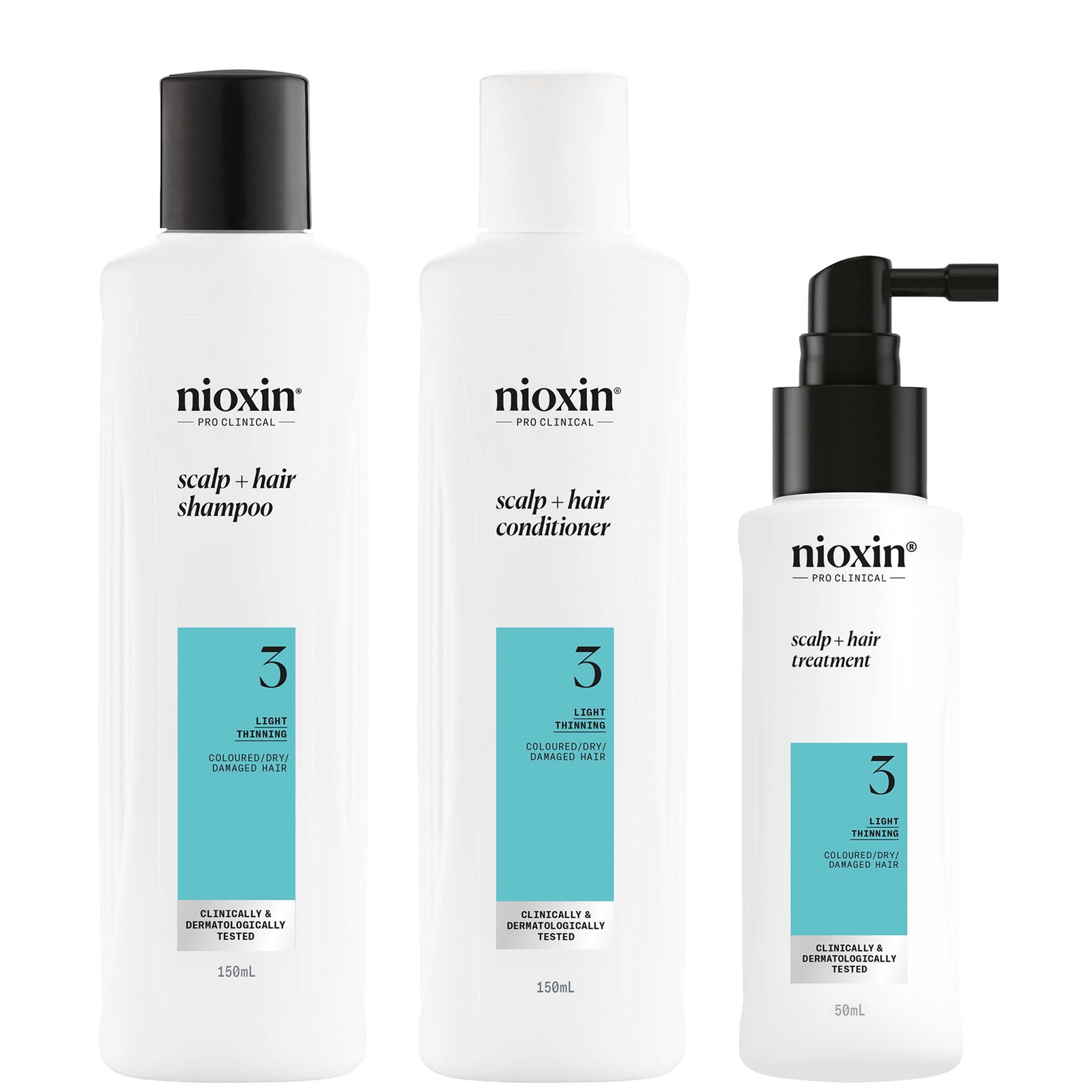 NIOXIN Système Épaississant 3 Kit d’Essai pour Cheveux Colorés Secs et Abîmés à Légère Perte de Densité