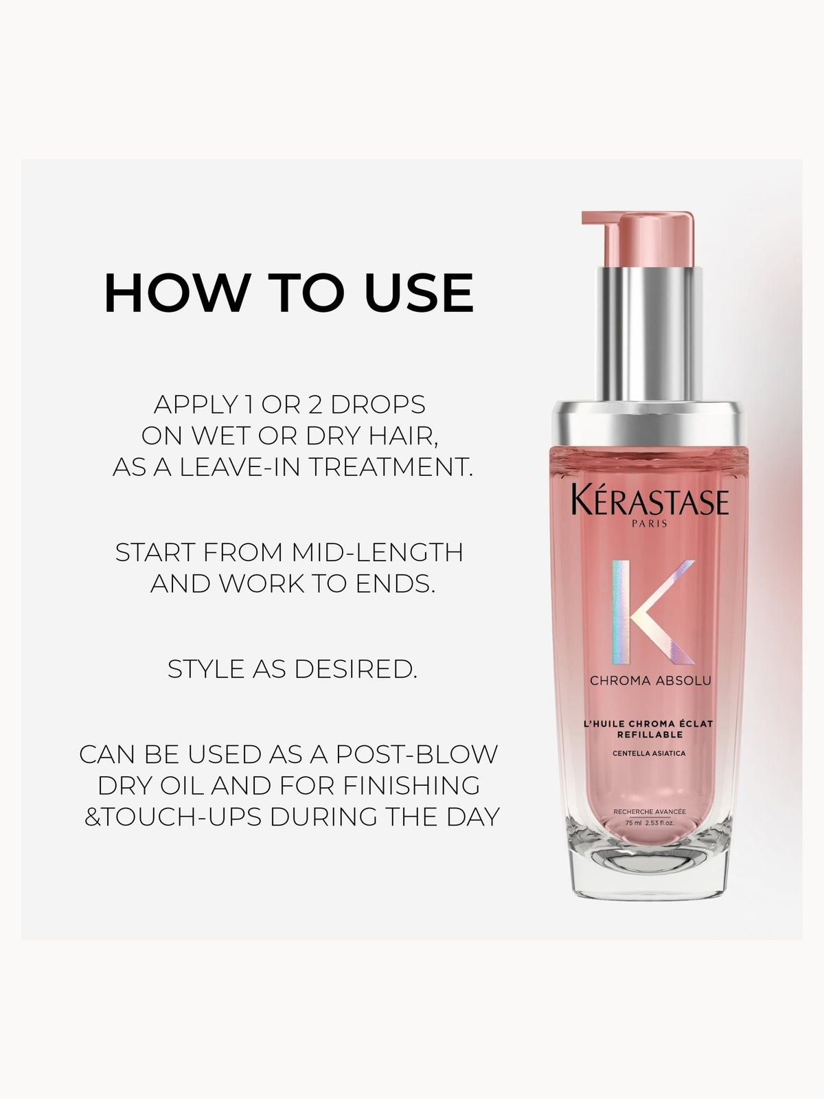 Kérastase Chroma Absolu Refillable Hair Oil 75ml And 30ml Duo For Colour Treated Hair 4