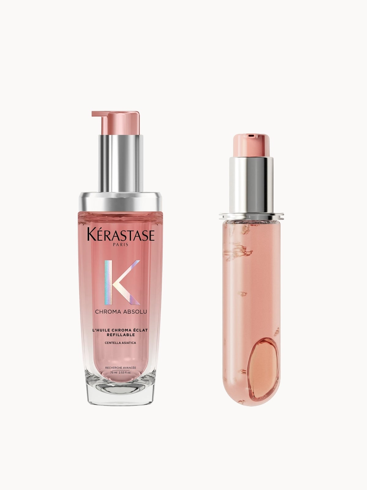 Kérastase Chroma Absolu Refillable Hair Oil 75ml and Refill Capsule Duo for colour treated hair