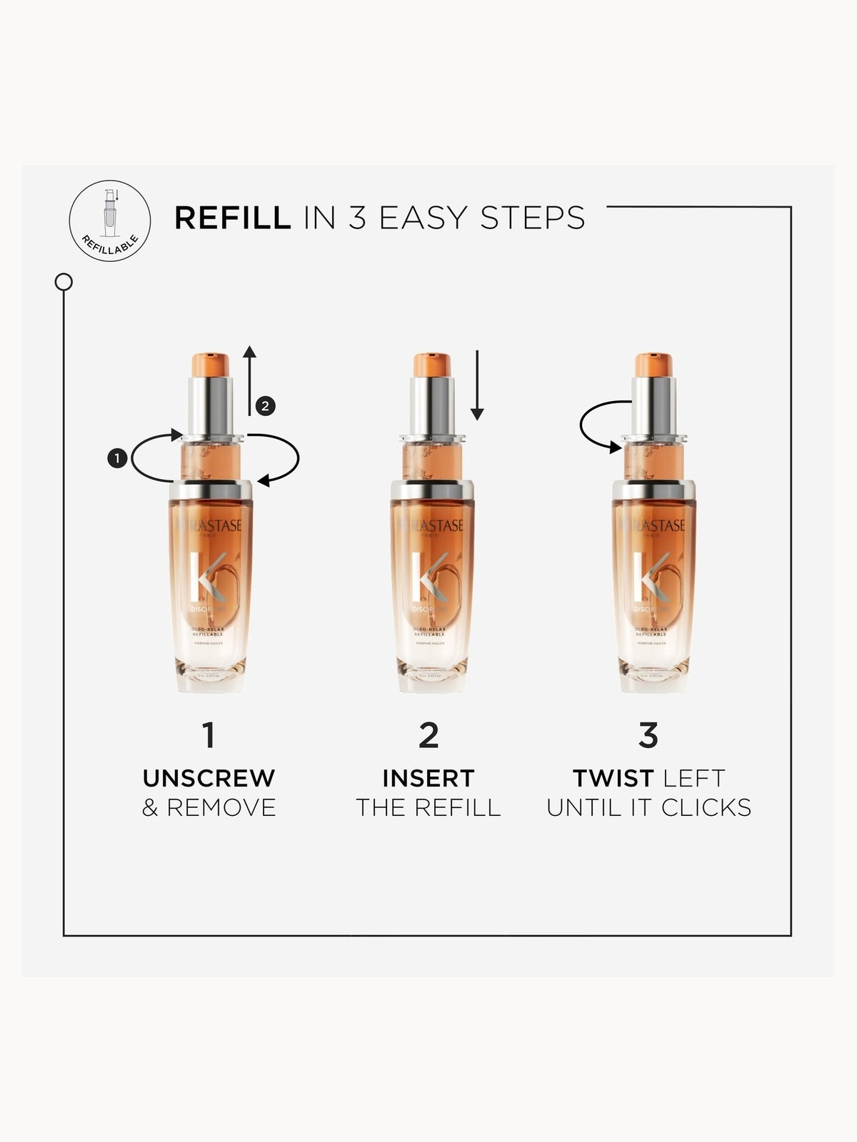Kérastase Discipline L’Huile Oleo-Relax Refillable Hair Oil 75ml and Refill Duo for Voluminous and Unruly Hair 2