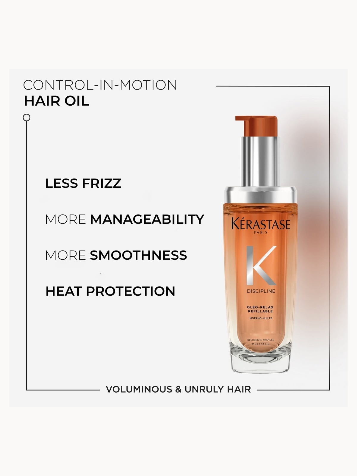 Kérastase Discipline L’Huile Oleo-Relax Refillable Hair Oil 75ml and Refill Duo for Voluminous and Unruly Hair 3