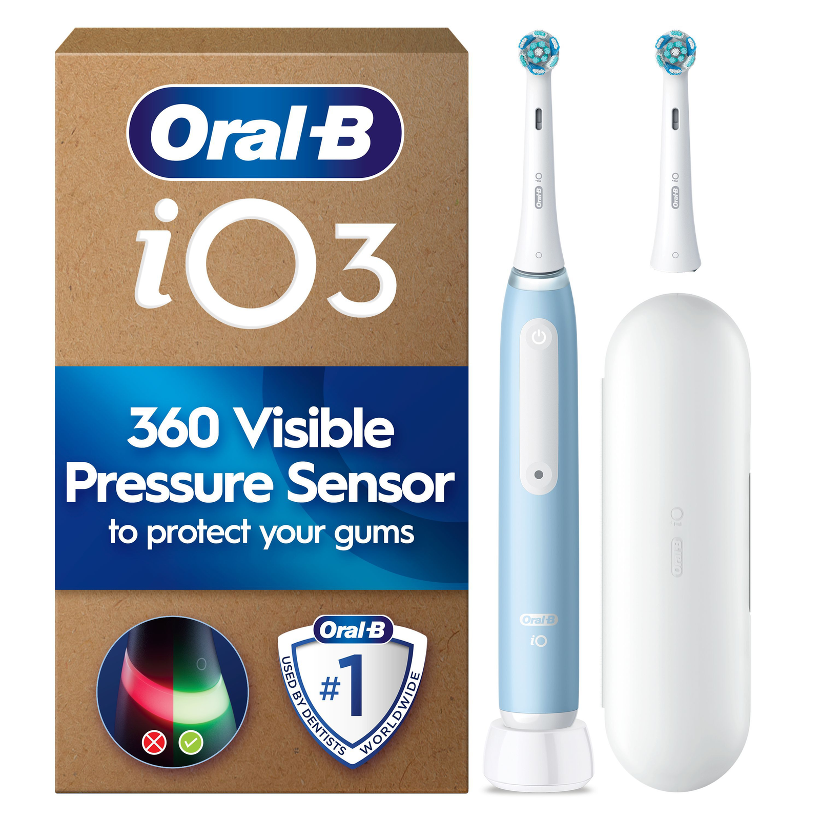 Oral-B iO3 Ice Blue Electric Toothbrush Handle + Extra Refill