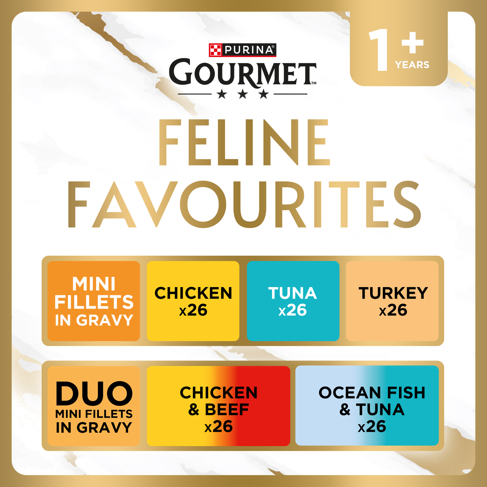 GOURMET Perle Feline Favourite's in Gravy Pre-Mixed Bundle Adult Wet Cat Food 130x85g – Gourmet