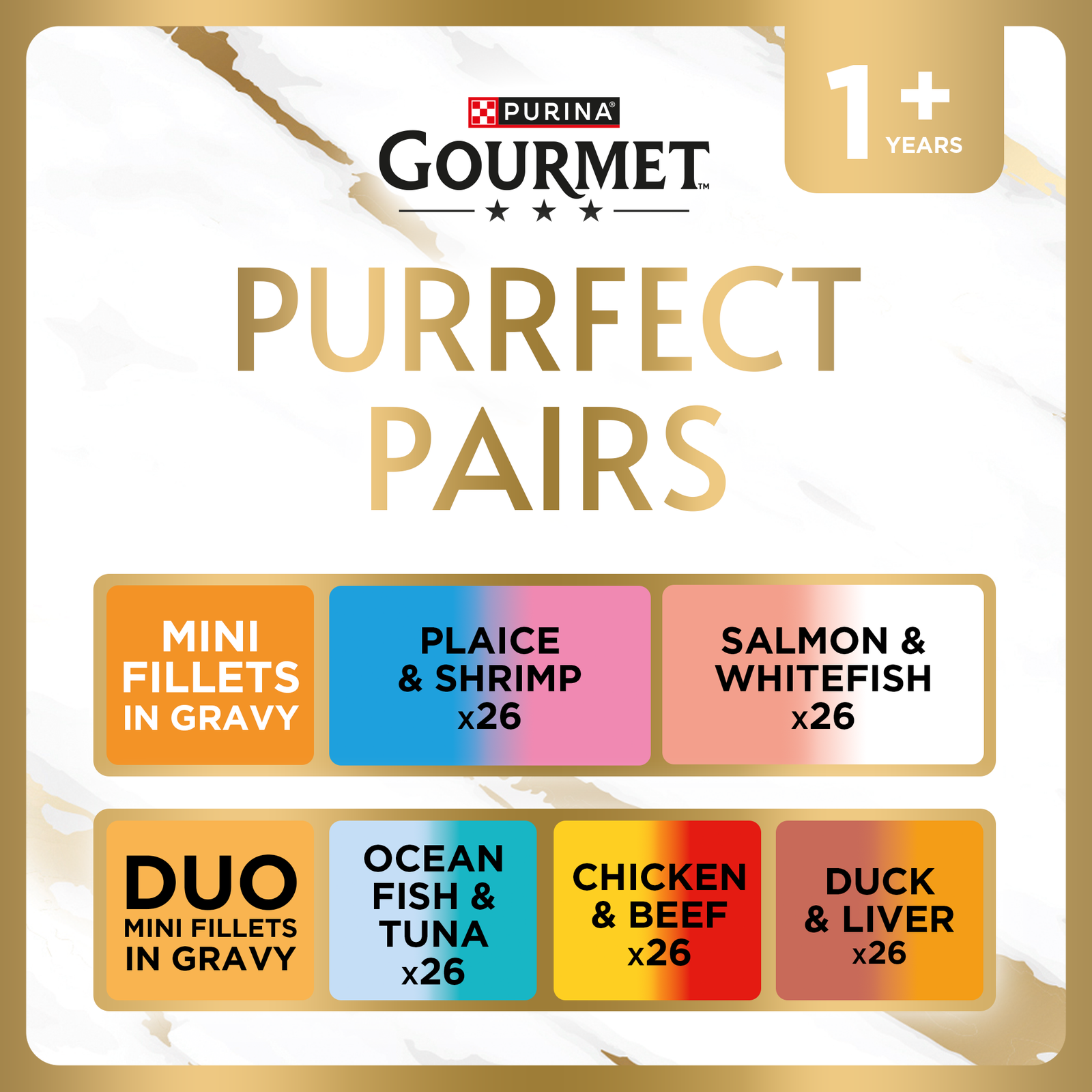 GOURMET Perle Purrr-fect Pairs Pre-Mixed Bundle Adult Wet Cat Food 130x85g – Gourmet