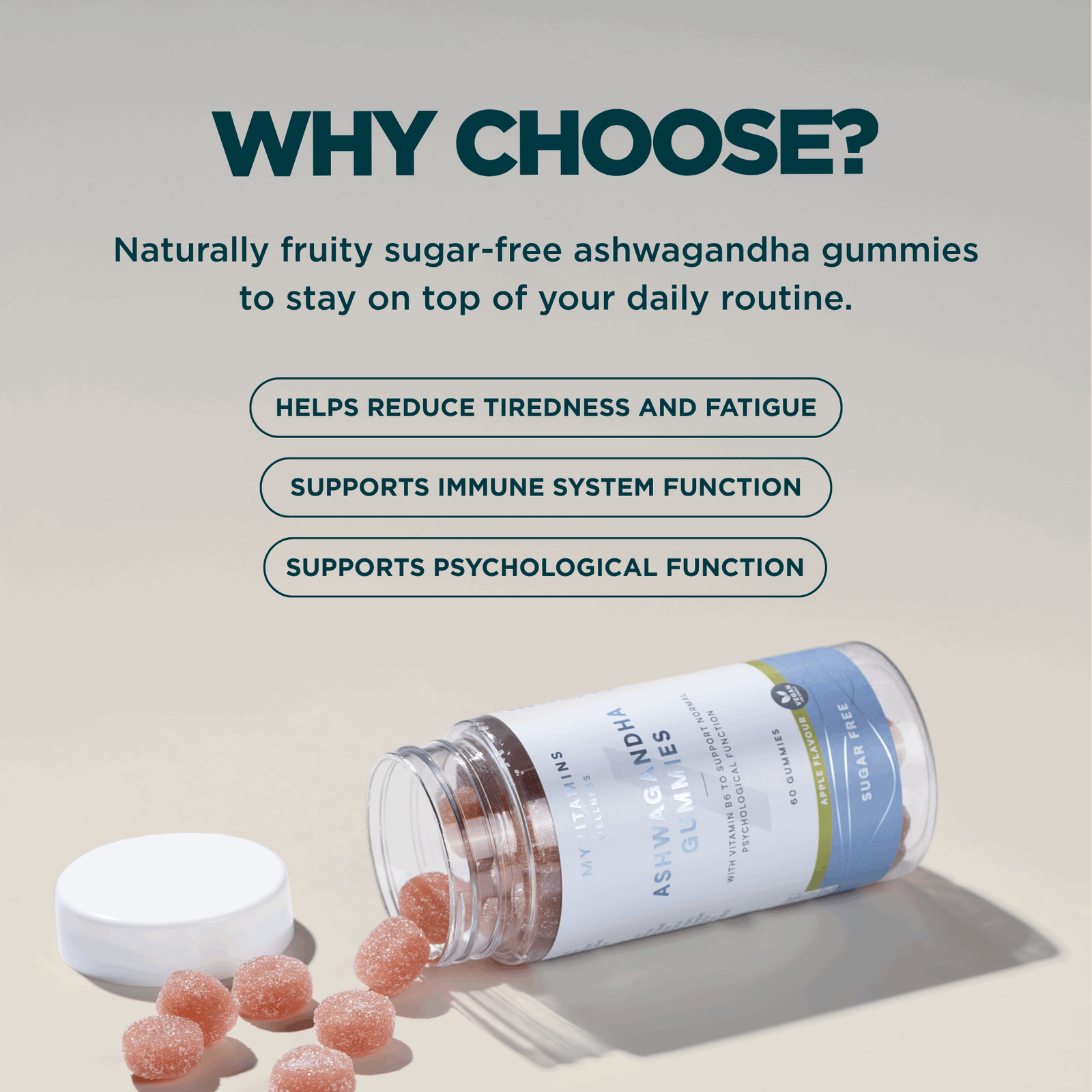Myprotein Ashwagandha Gummies - 60gummies - Red Apple (Sugar Free)