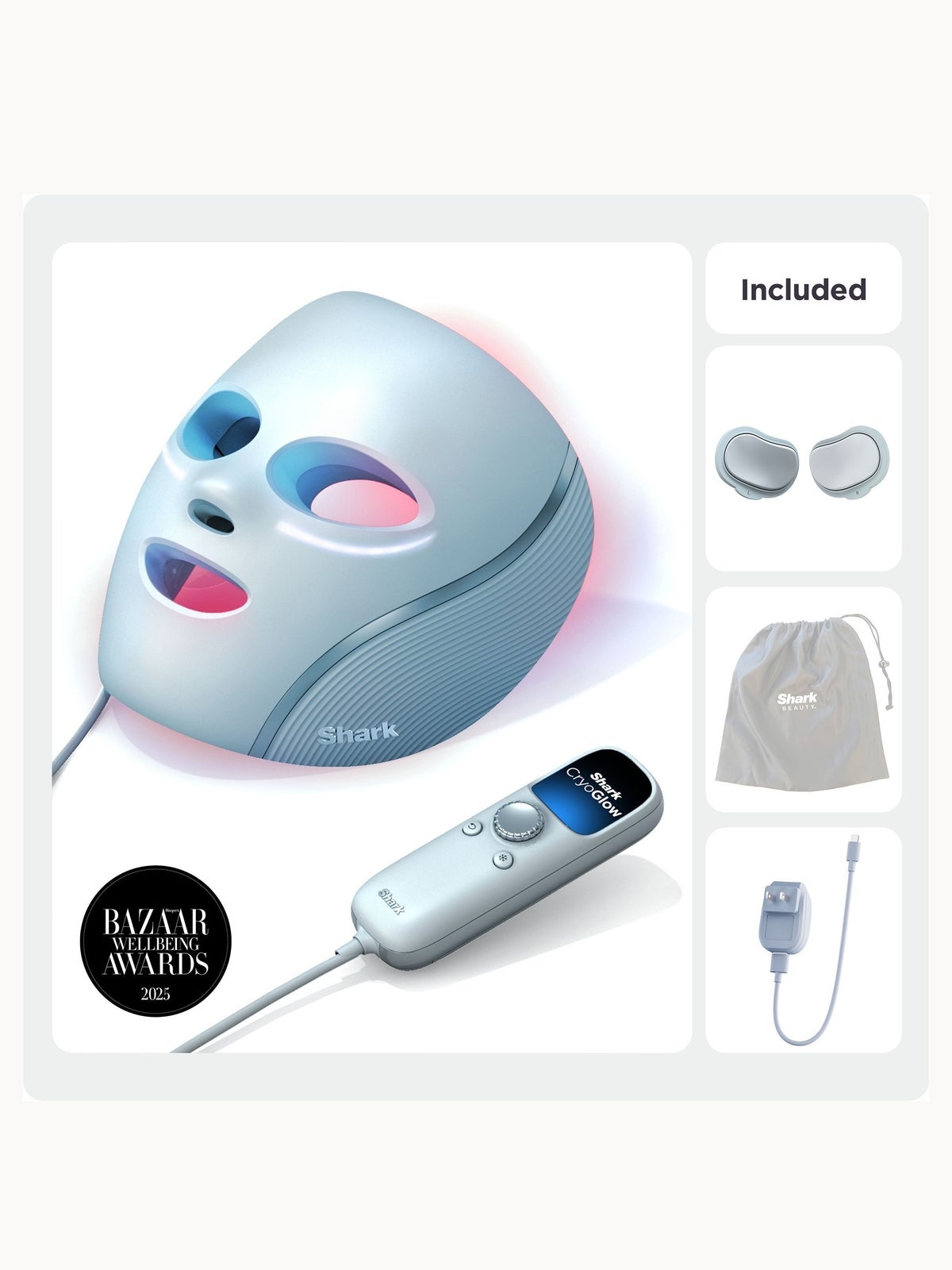 Shark Beauty CryoGlow Under-Eye Cooling and LED Anti-Ageing and Blemish Repair Mask - Blue Frost, photo 2